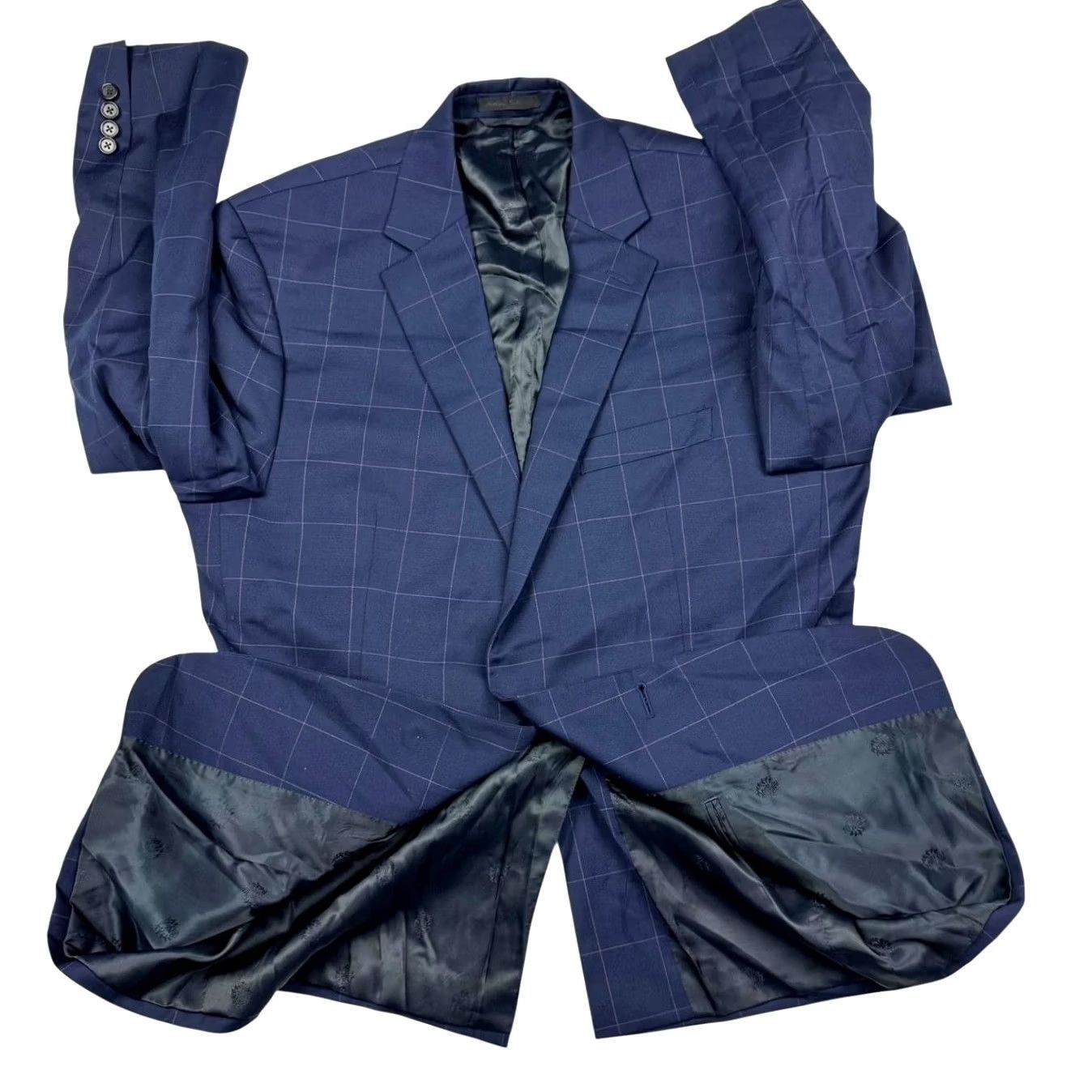 Ralph Lauren Ralph Lauren LRL Men's Blue Wool Windowpane Check Jacket Blazer 42 R Size 42R - 3 Thumbnail