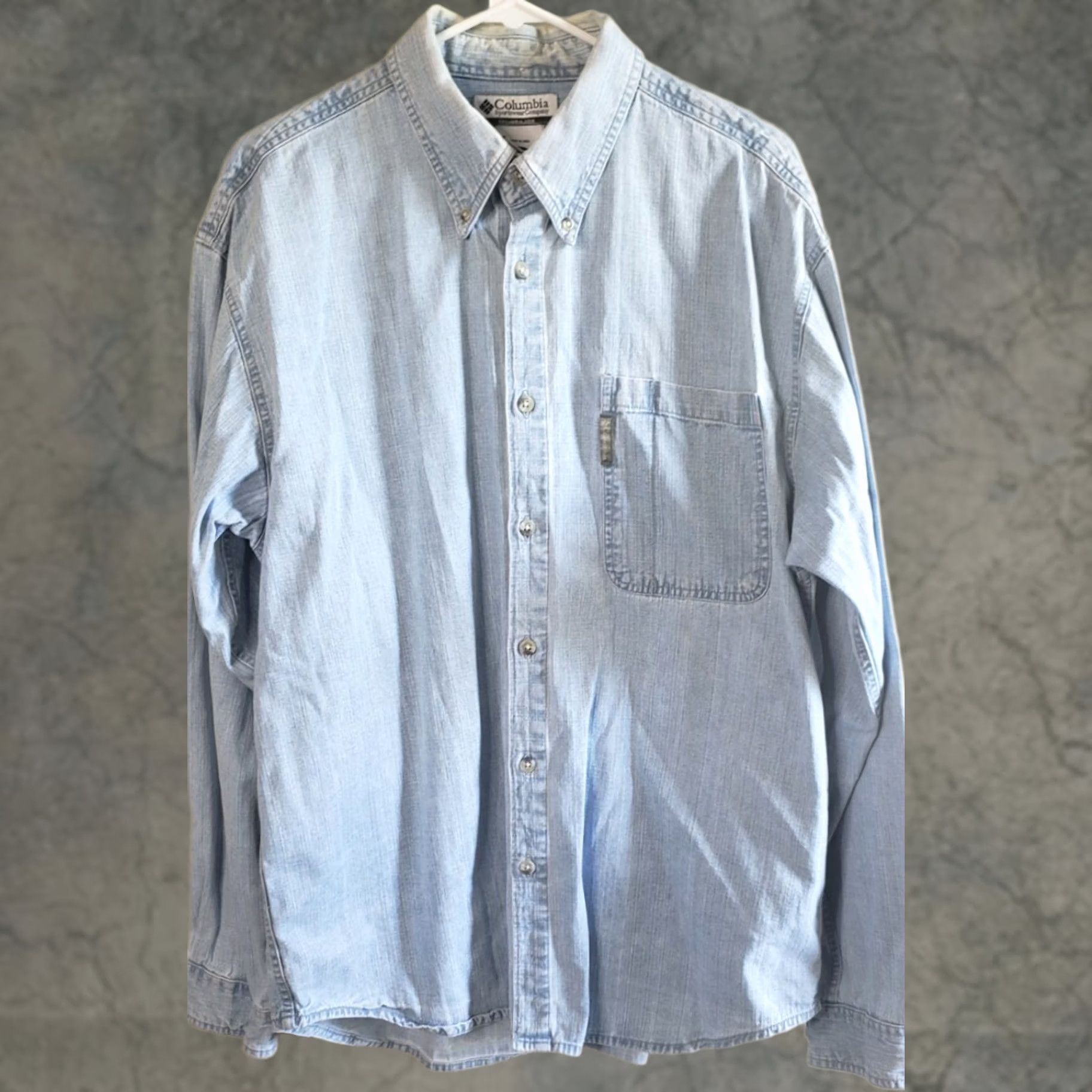 Denime Columbia Men’s L Long Sleeve Heavy Weight Denim Cotton Light Wash Shirt Size US L / EU 52-54 / 3 - 1 Thumbnail