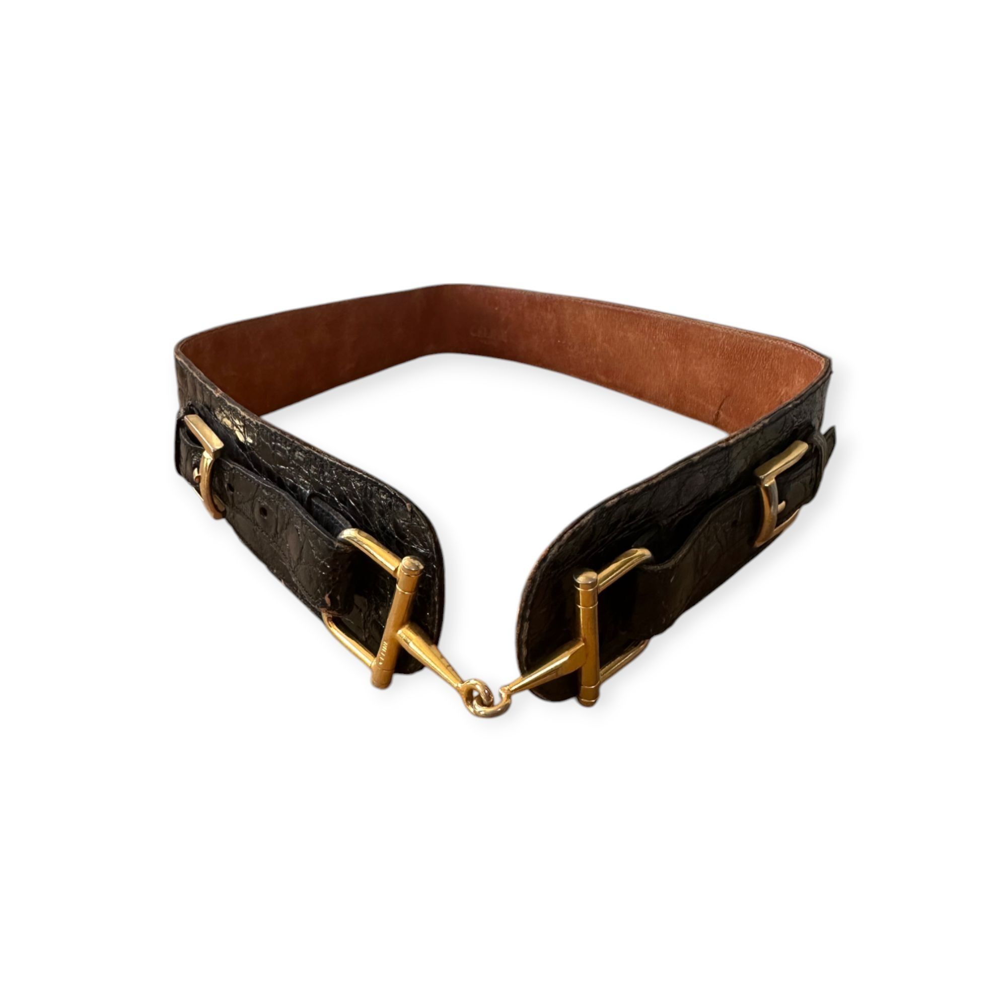 Celine Céline “Chantilly” Croc Horse-Bit Belt 76 cm (Italy) Size ONE SIZE - 1 Thumbnail
