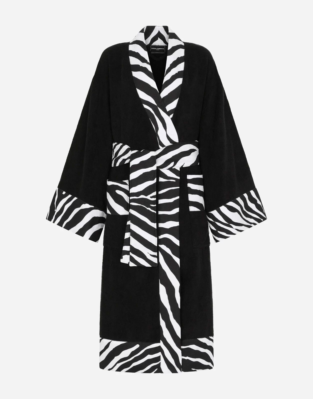 DOLCE&GABBANA Black Unisex Terry Cotton Bath Robe New
