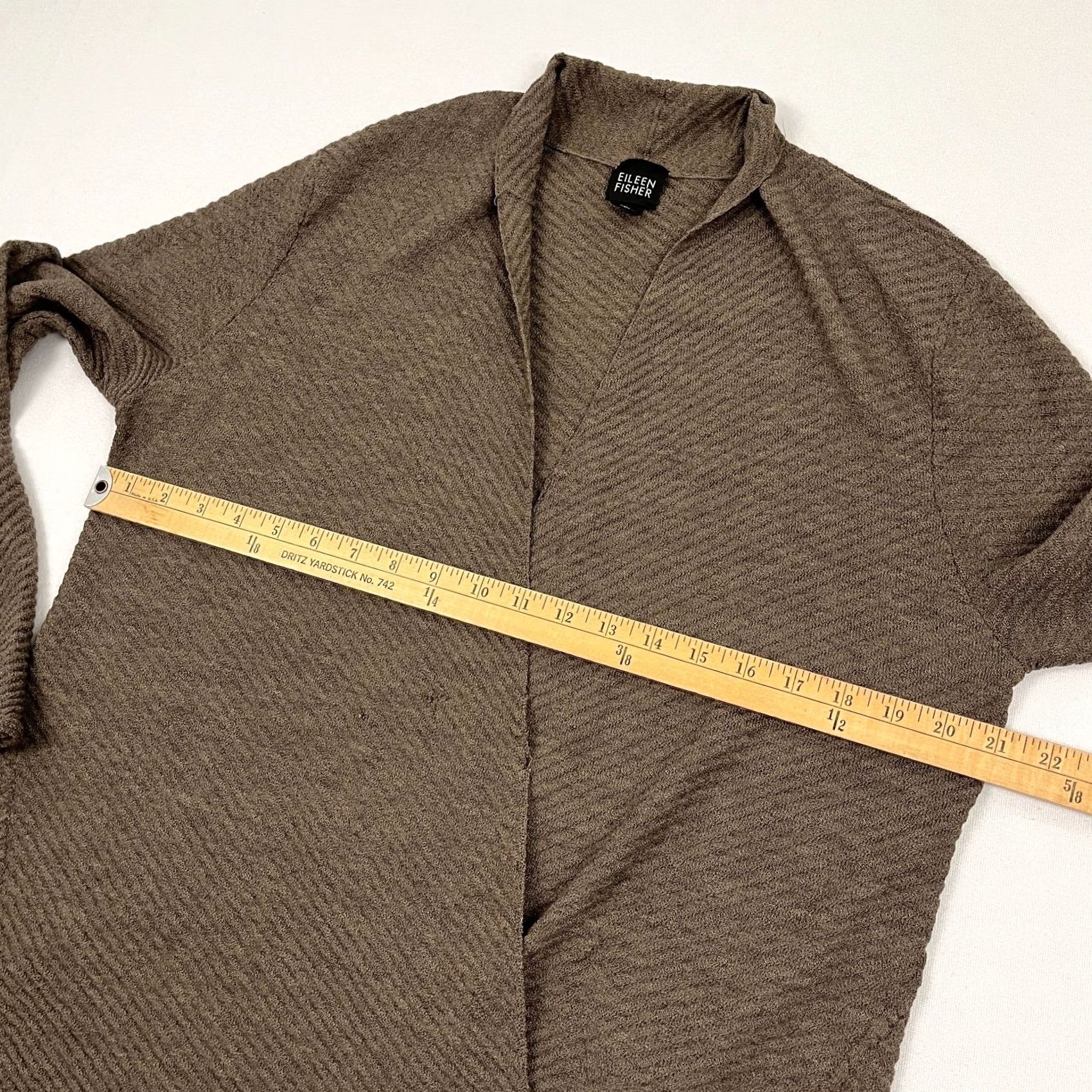 Eileen Fisher VINTAGE Eileen Fisher Cardigan Womens L Brown Wool Italian Knit Open Front Tunic Light Size L / US 10 / IT 46 - 5 Thumbnail