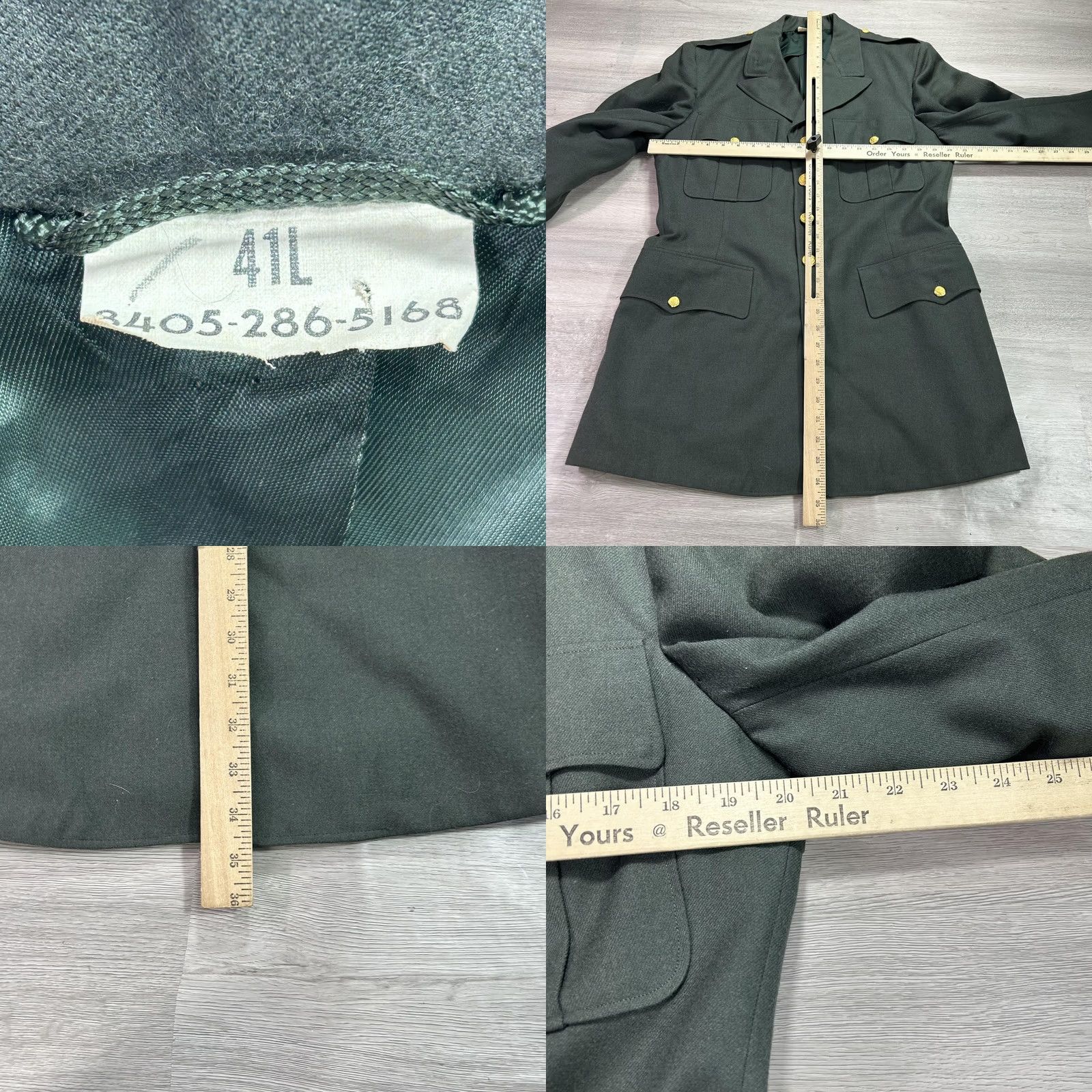 Vintage US Army Green Dress Suit Mens 41L Jacket 30x31 Pants 2 Piece Uniform Formal Shirt Hoodie Hat Size 42R - 8 Thumbnail