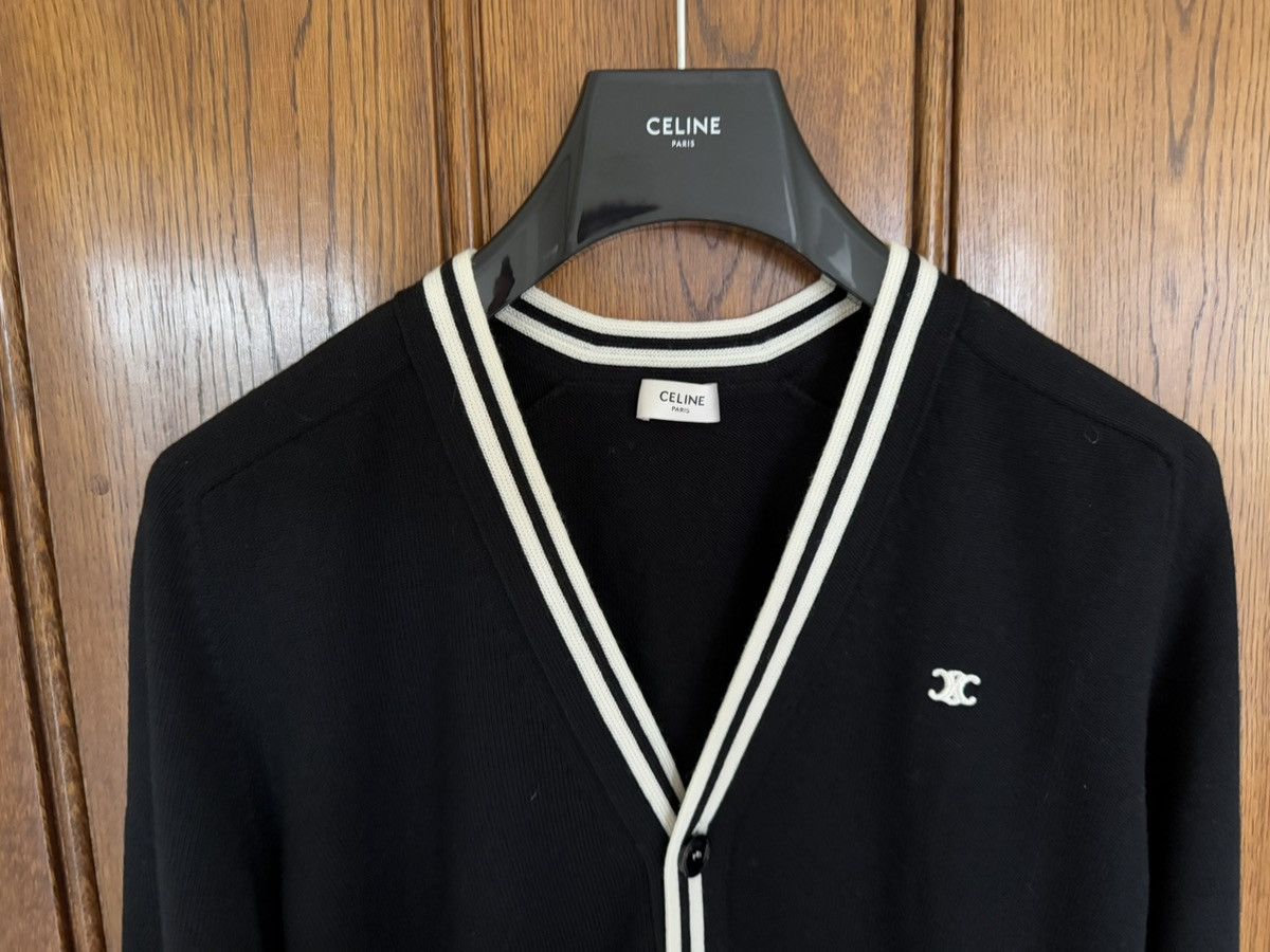 Rare Celine Triomphe logo cardigan black white M Hedi