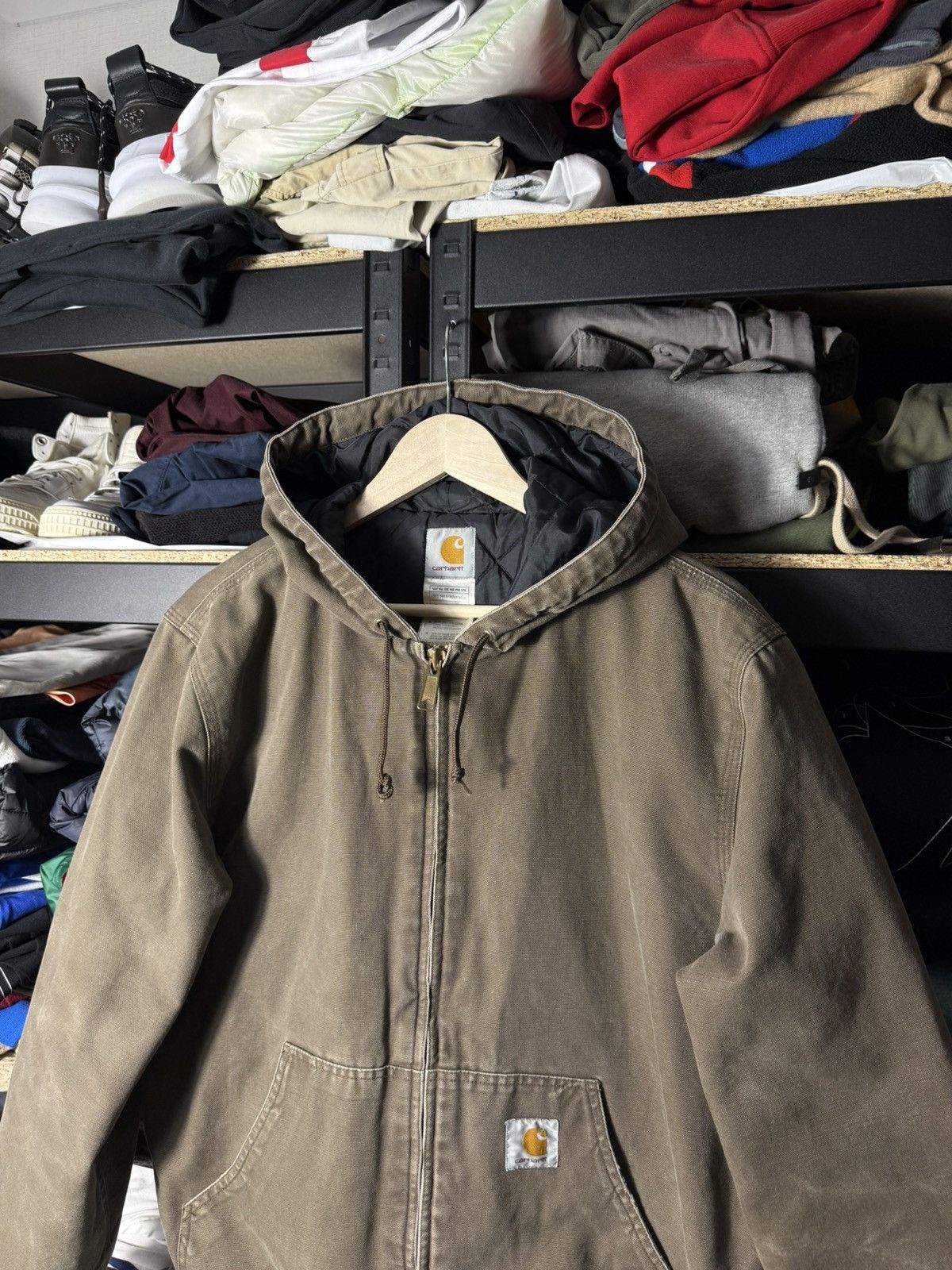 Carhartt Carhartt Active Jacket Brown Hooded Workwear Duck Distressed Size US M / EU 48-50 / 2 - 2 Thumbnail