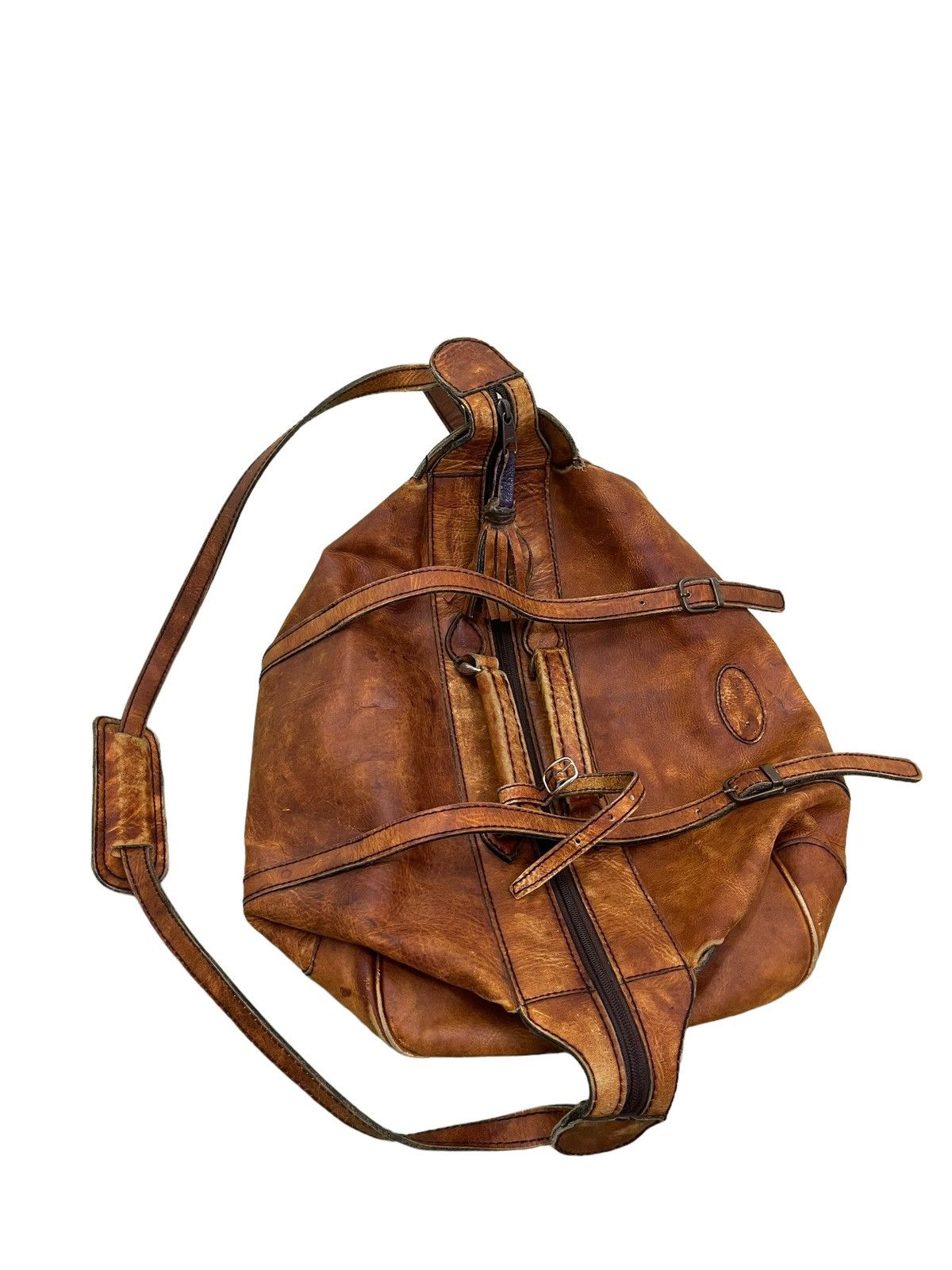 Japanese Brand Full Leather Patina Vtg Unknown Duffle Bag 1🟩 Size ONE SIZE - 9 Thumbnail