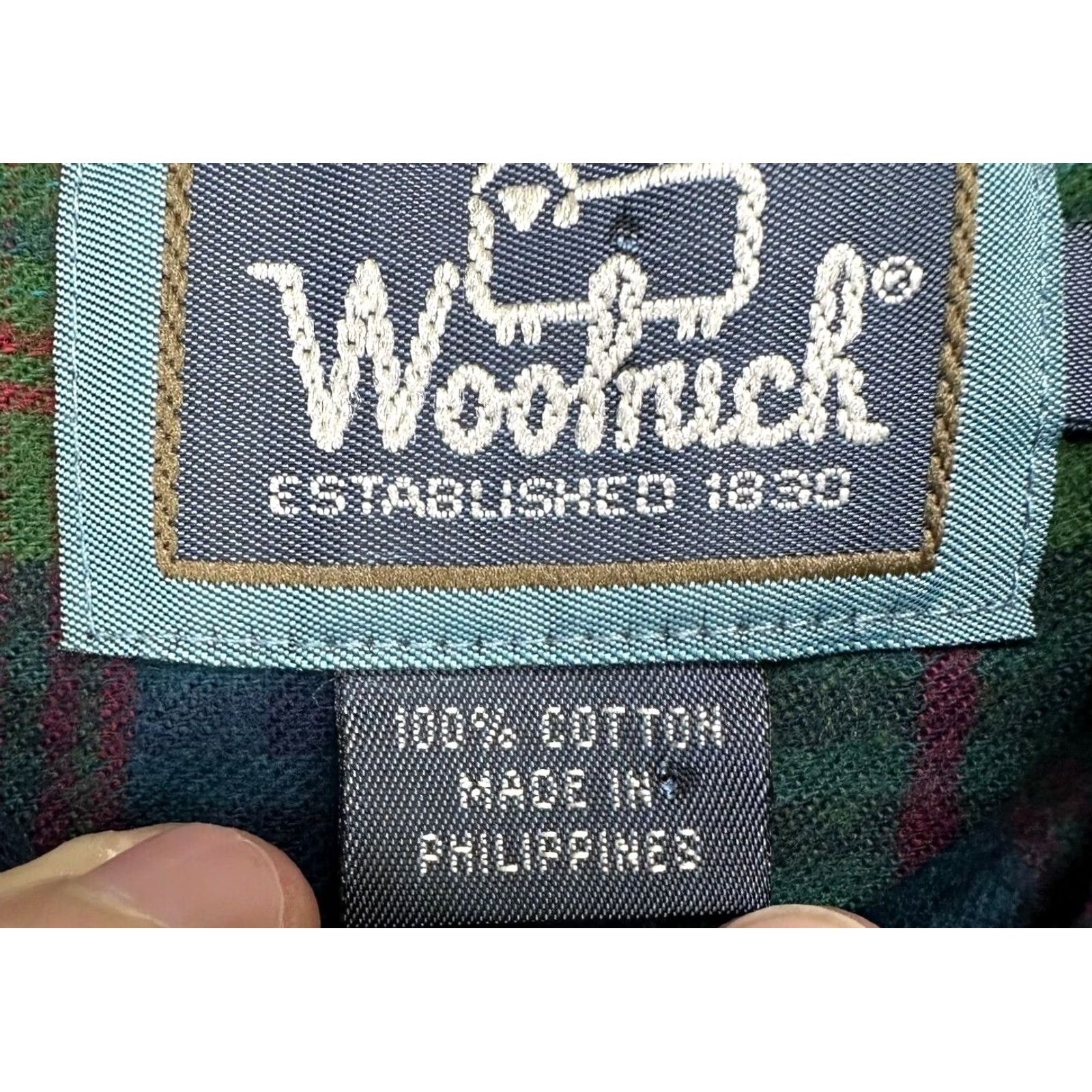 Vintage Woolrich Shirt Adult Medium Green Blue Plaid Flannel 100% Cotton Button Down Men Size US M / EU 48-50 / 2 - 5 Thumbnail