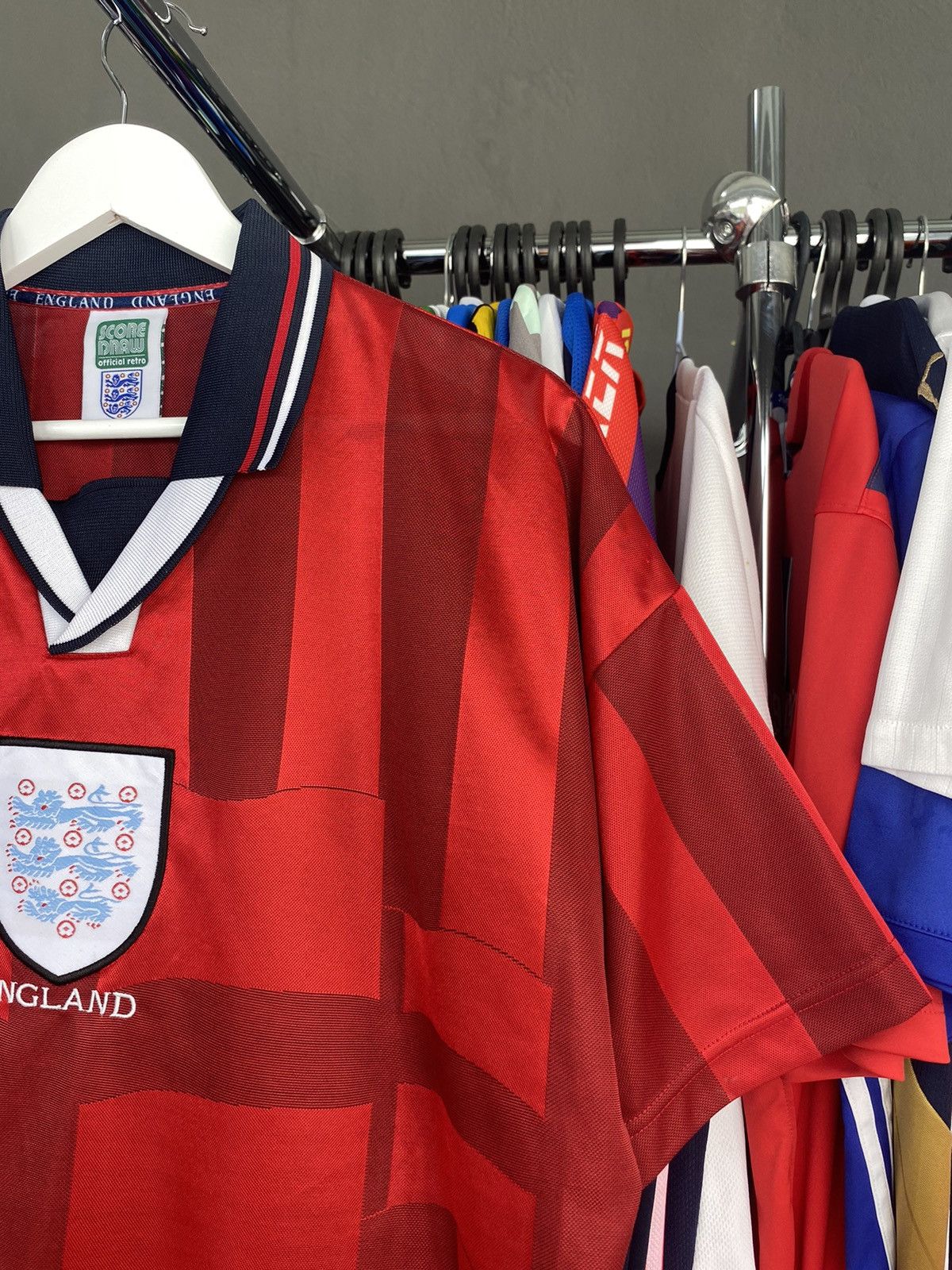 Vintage 1997/99 SCORE DRAW ENGLAND AWAY SOCCER FOOTBALL JERSEY SHIRT Size US L / EU 52-54 / 3 - 4 Thumbnail