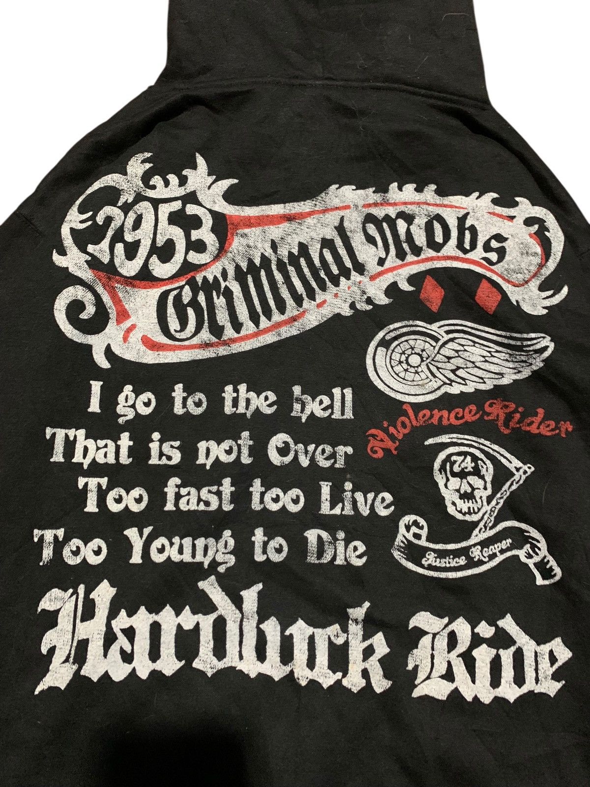 If Six Was Nine LOOK HEAVEN CRIMINAL MOBS SKULL POEM PULLOVER FUR HOODIE Size US L / EU 52-54 / 3 - 6 Thumbnail