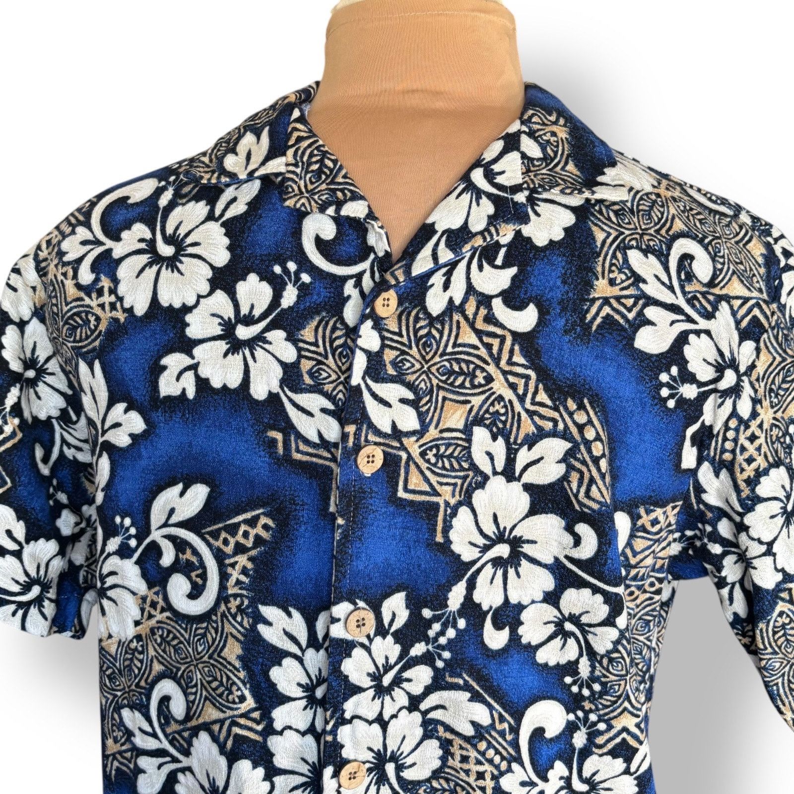 Vintage Vintage ODO Blue Hawaiian Shirt Made in USA White Hibiscus Size US M / EU 48-50 / 2 - 3 Thumbnail