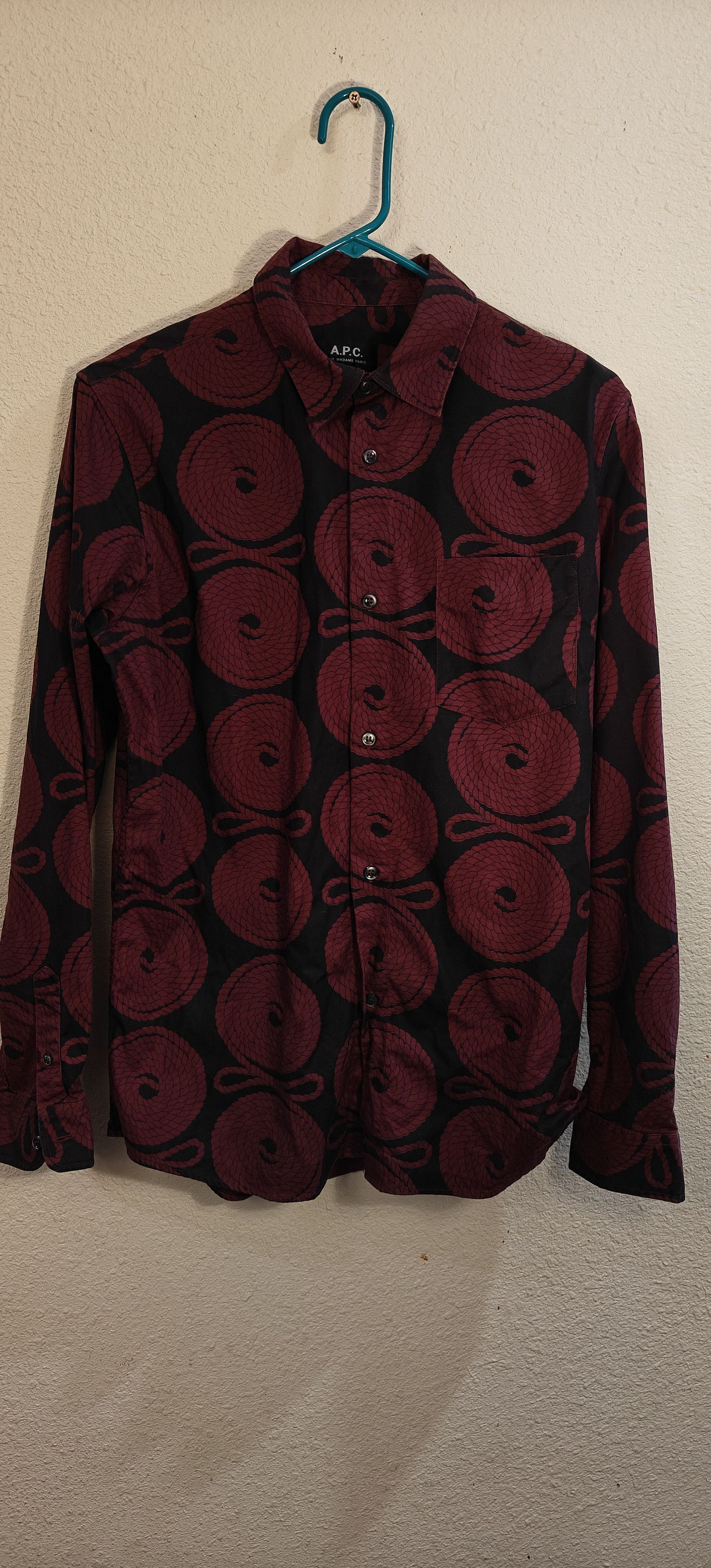 A.P.C. APC Red and Black Rope Spiral Button Down Size US S / EU 44-46 / 1 - 1 Thumbnail
