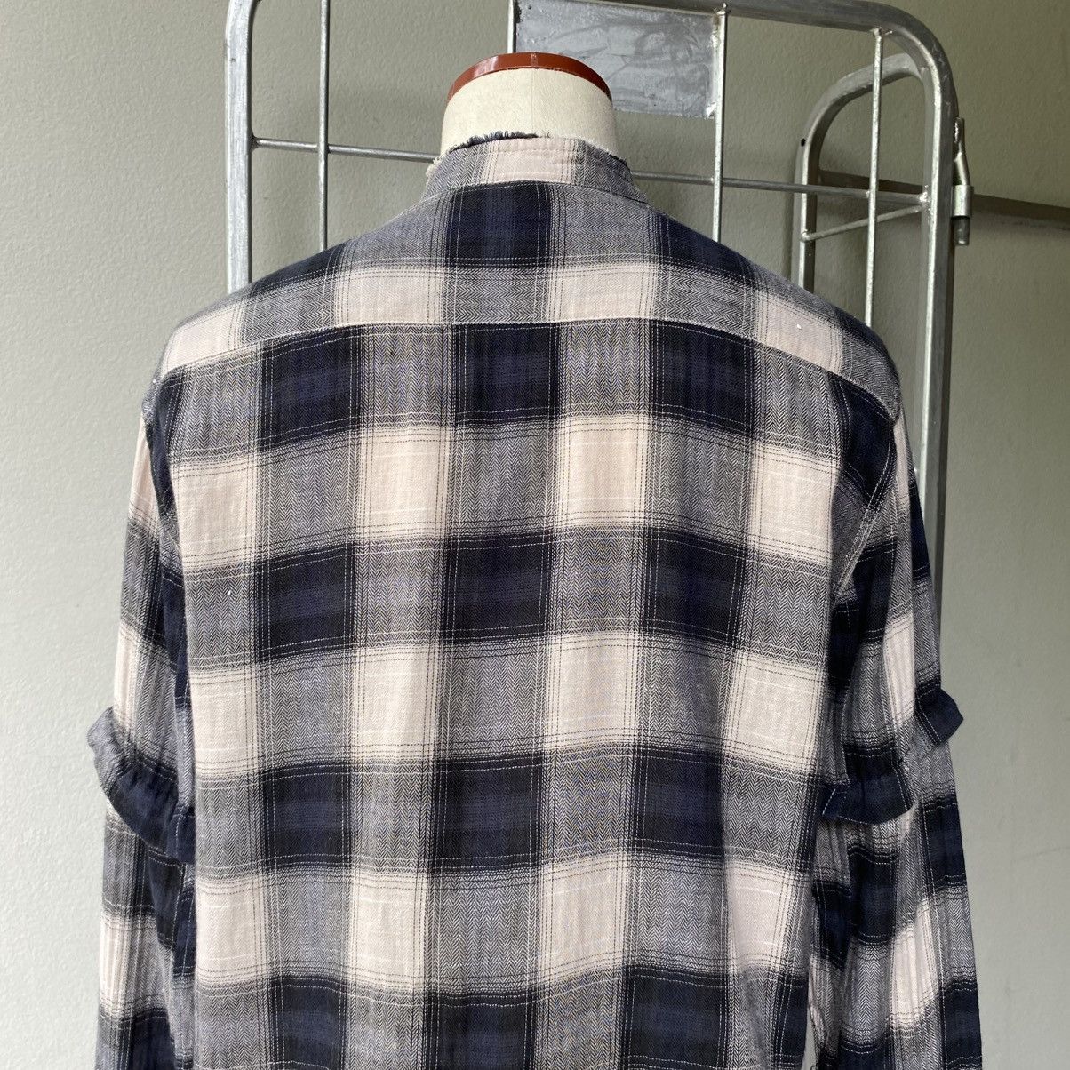 Balmain BALMAIN Gray-Black Plaid Ruffle Sleeve Shirt Size M / US 6-8 / IT 42-44 - 18 Thumbnail