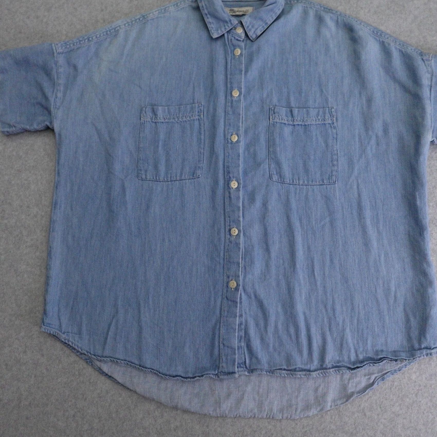 Madewell VINTAGE MADEWELL Shirt Womens Small Chambray Cap Sleeve Front Pocket Cotton Linen Size S / US 4 / IT 40 - 7 Thumbnail