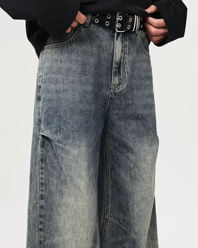 Japanese Brand × Jean Distressed straight men's retro loose washed baggy jeans Size US 32 / EU 48 - 3 Thumbnail