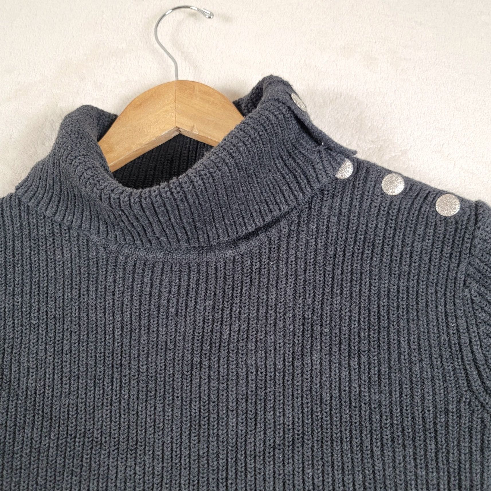 Ralph Lauren Lauren Ralph Lauren Women’s Blue Gray Snowflake Buttons Mock Neck Sweater Size S / US 4 / IT 40 - 2 Thumbnail