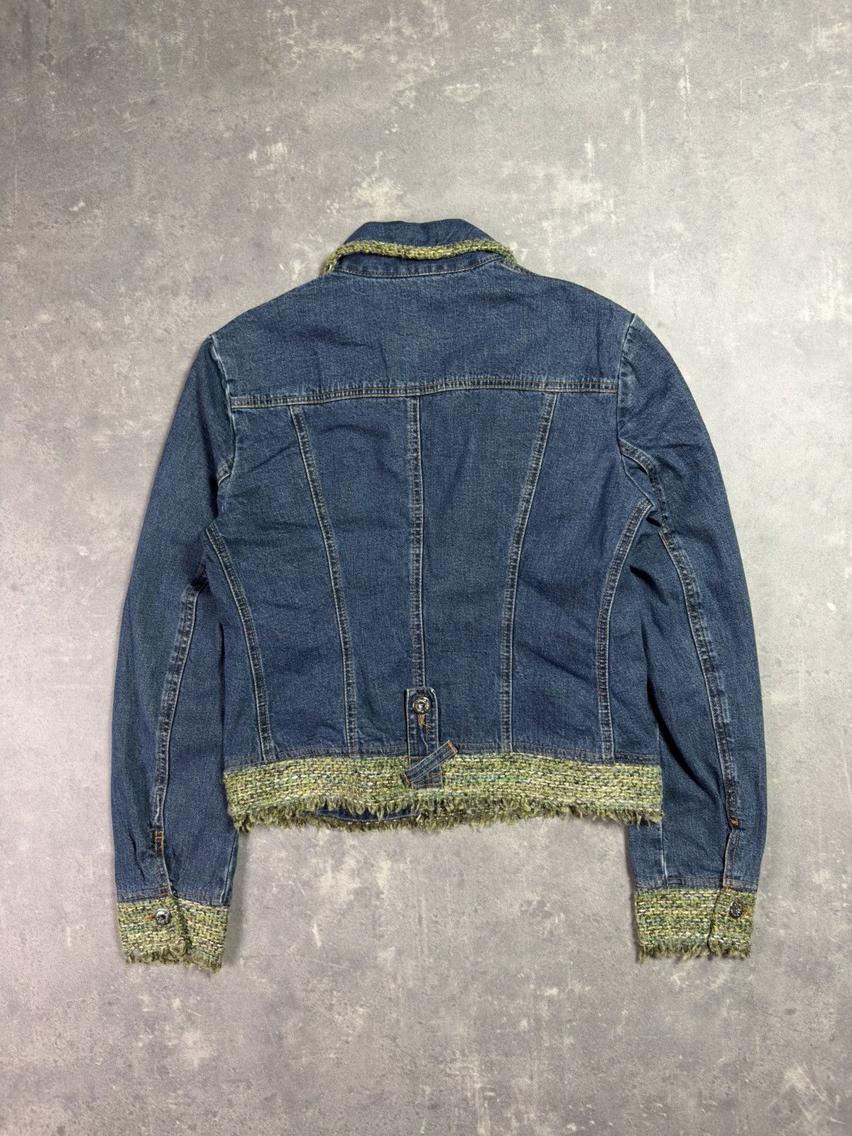 Dolce & Gabbana 00s D&G Dolce & Gabbana Tweed Trim Short Denim Jacket S Size S / US 4 / IT 40 - 2 Thumbnail