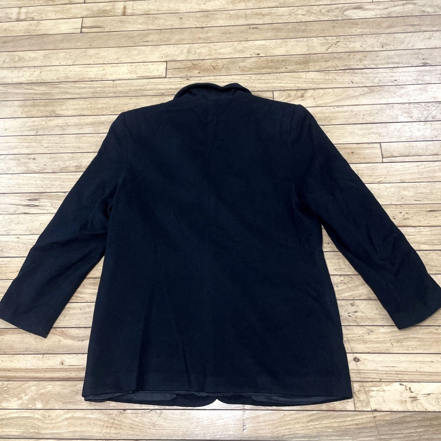 Vintage VINTAGE Rafaella Wool Cashmere Jacket Women 12 Black 90s Blazer Coat Minimal Lined Buttoned Wool Blend Jacket Size XL / US 12-14 / IT 48-50 - 2 Thumbnail