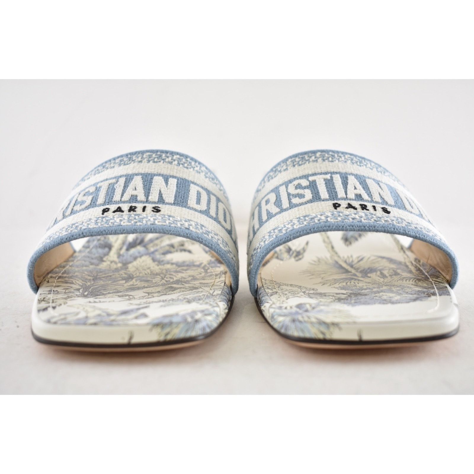 Dior Christian Dior Dway Heeled Slide Blue White TDJ Palms 41.5 Size US 11.5 / IT 41.5 - 8 Thumbnail