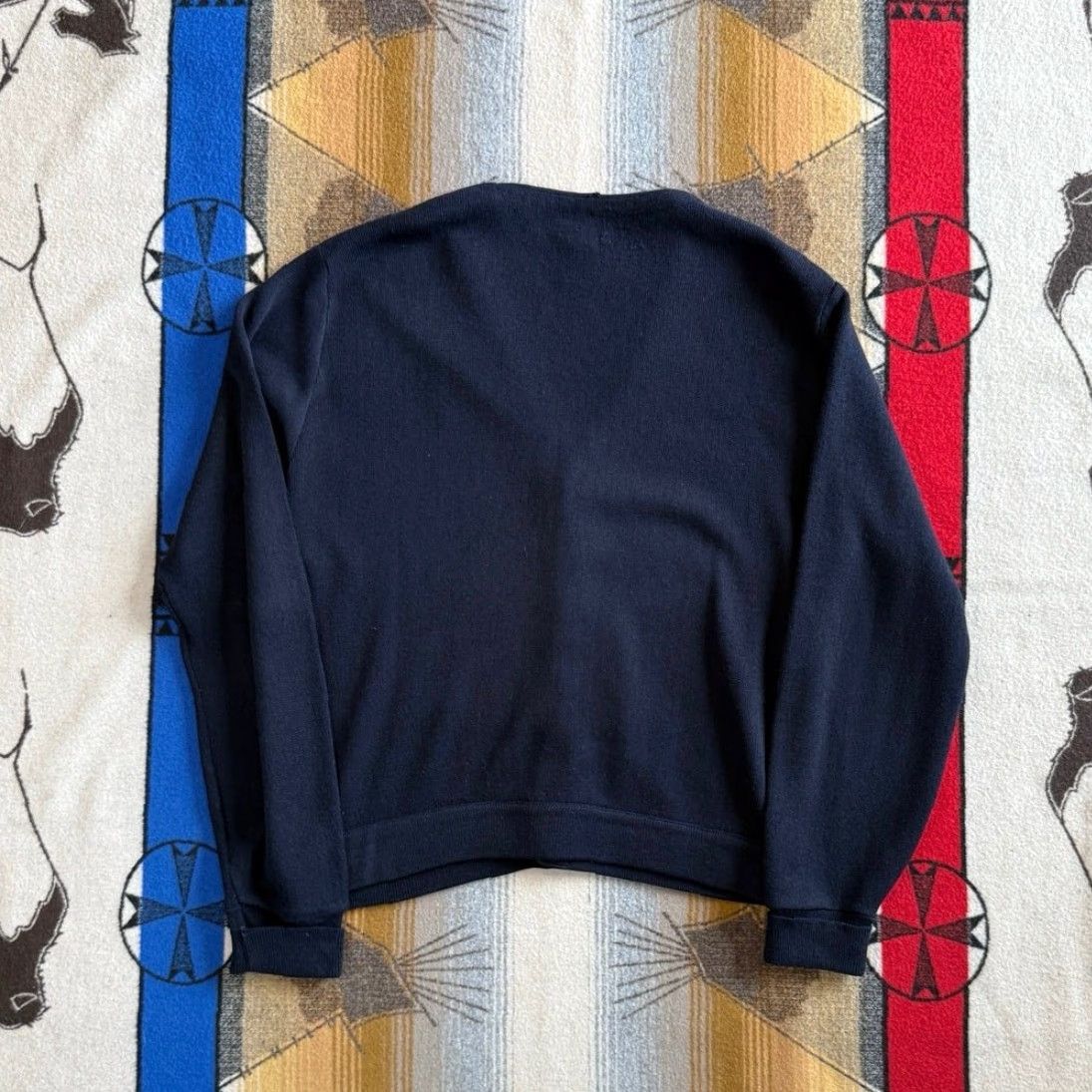Izod VINTAGE 90s IZOD Cardigan Knit Sweater Mens L Blue Embroidered Regular Knit Long Sleeve Casual Size US L / EU 52-54 / 3 - 2 Thumbnail