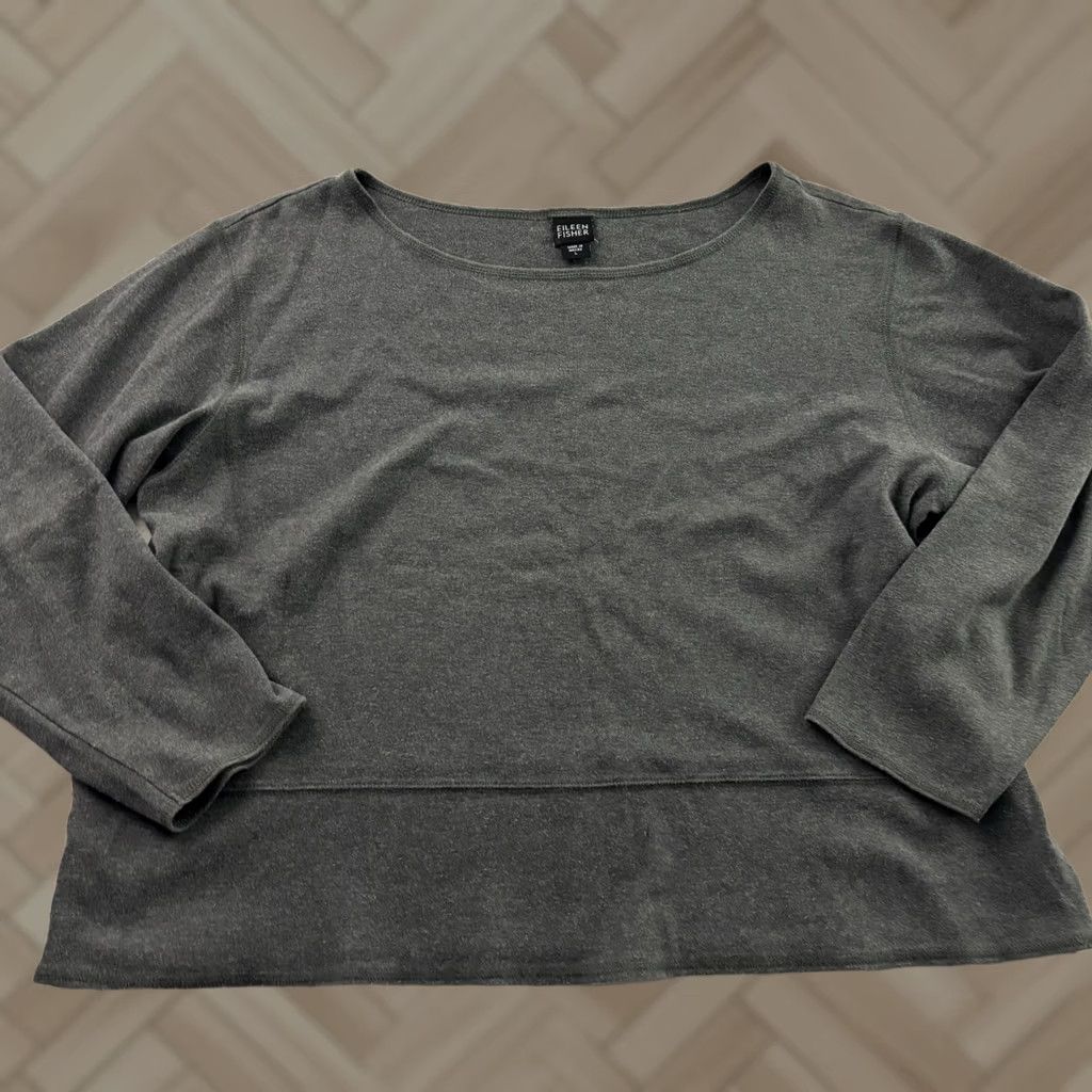 Eileen Fisher Eileen Fisher Blouse Long Sleeve 100% Cotton Gray Women's L Size L / US 10 / IT 46 - 1 Thumbnail