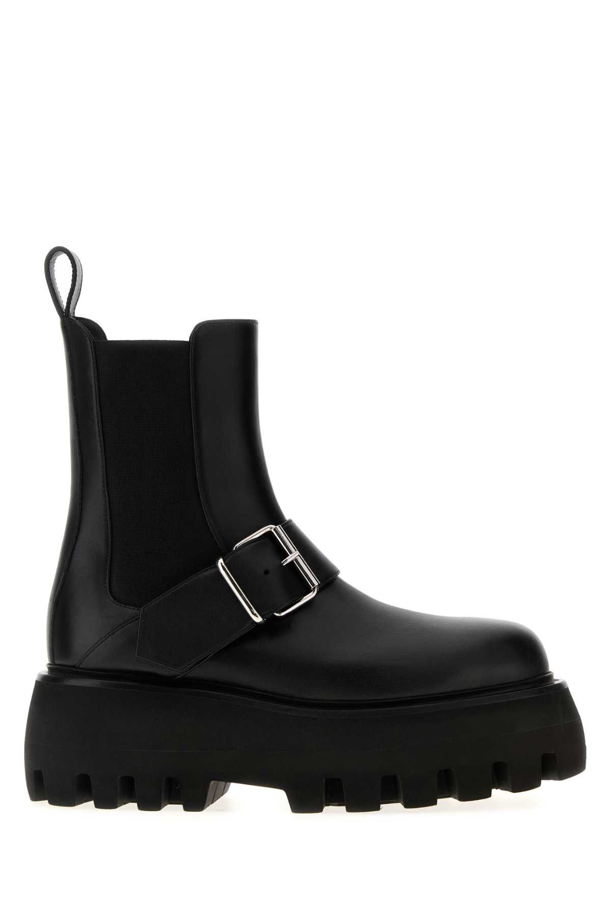 Black Leather Sofa Ankle Boots
