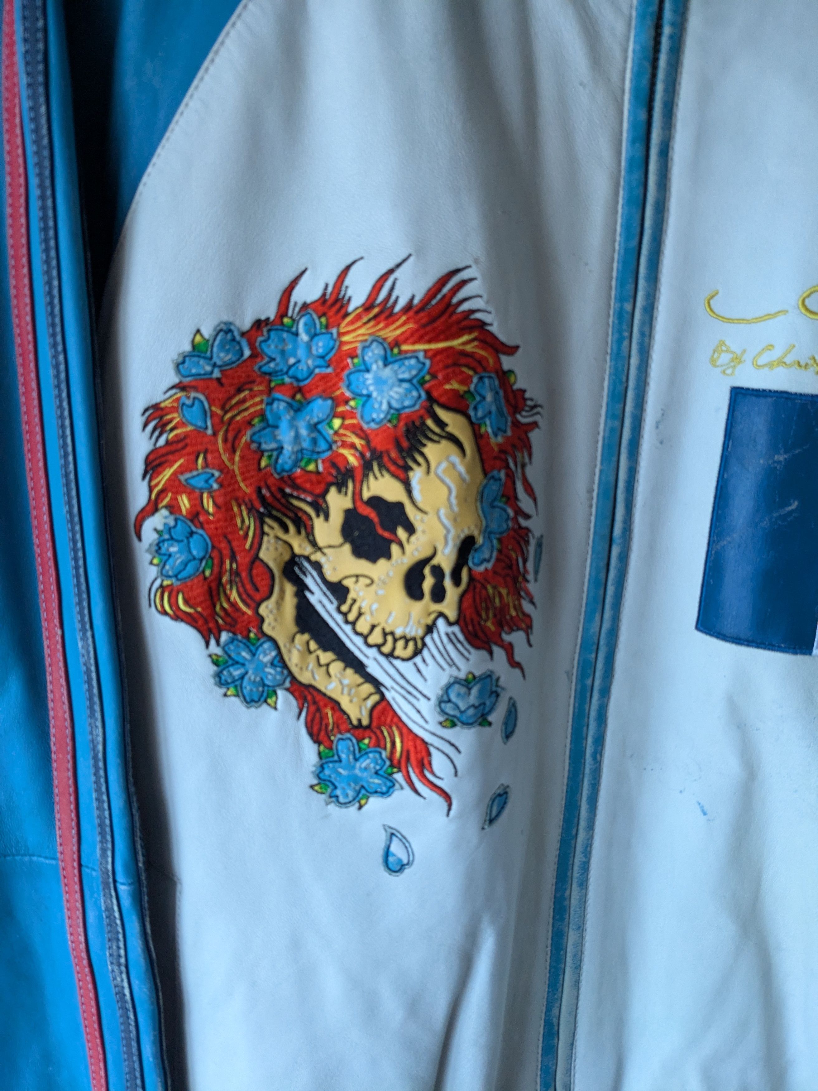 Ed Hardy ED HARDY "FRANCE" LEATHER TRACK JACKET Size US L / EU 52-54 / 3 - 7 Thumbnail