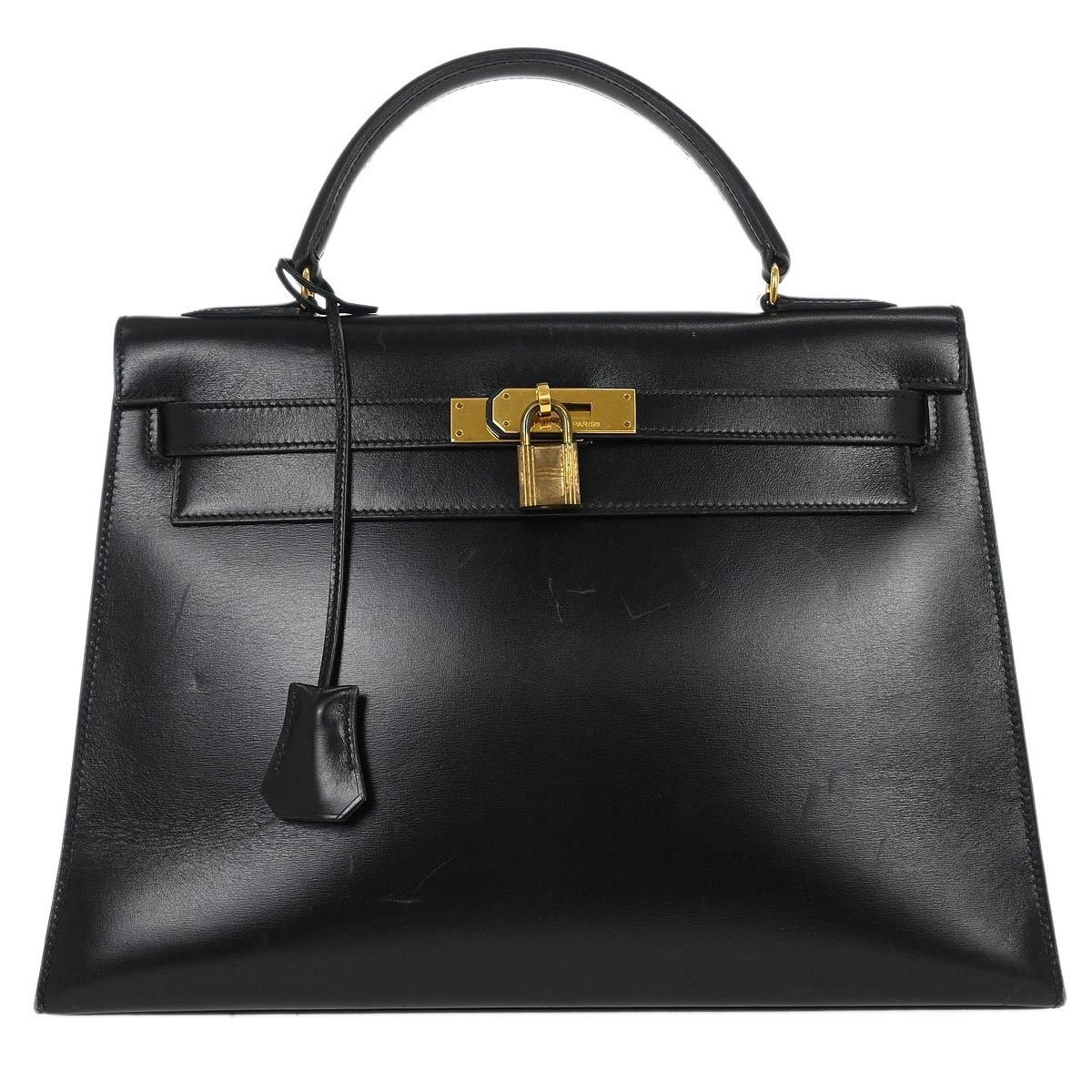 Hermes Hermes Kelly Handbag Black Box Calf with Gold Hardware Size ONE SIZE - 1 Thumbnail
