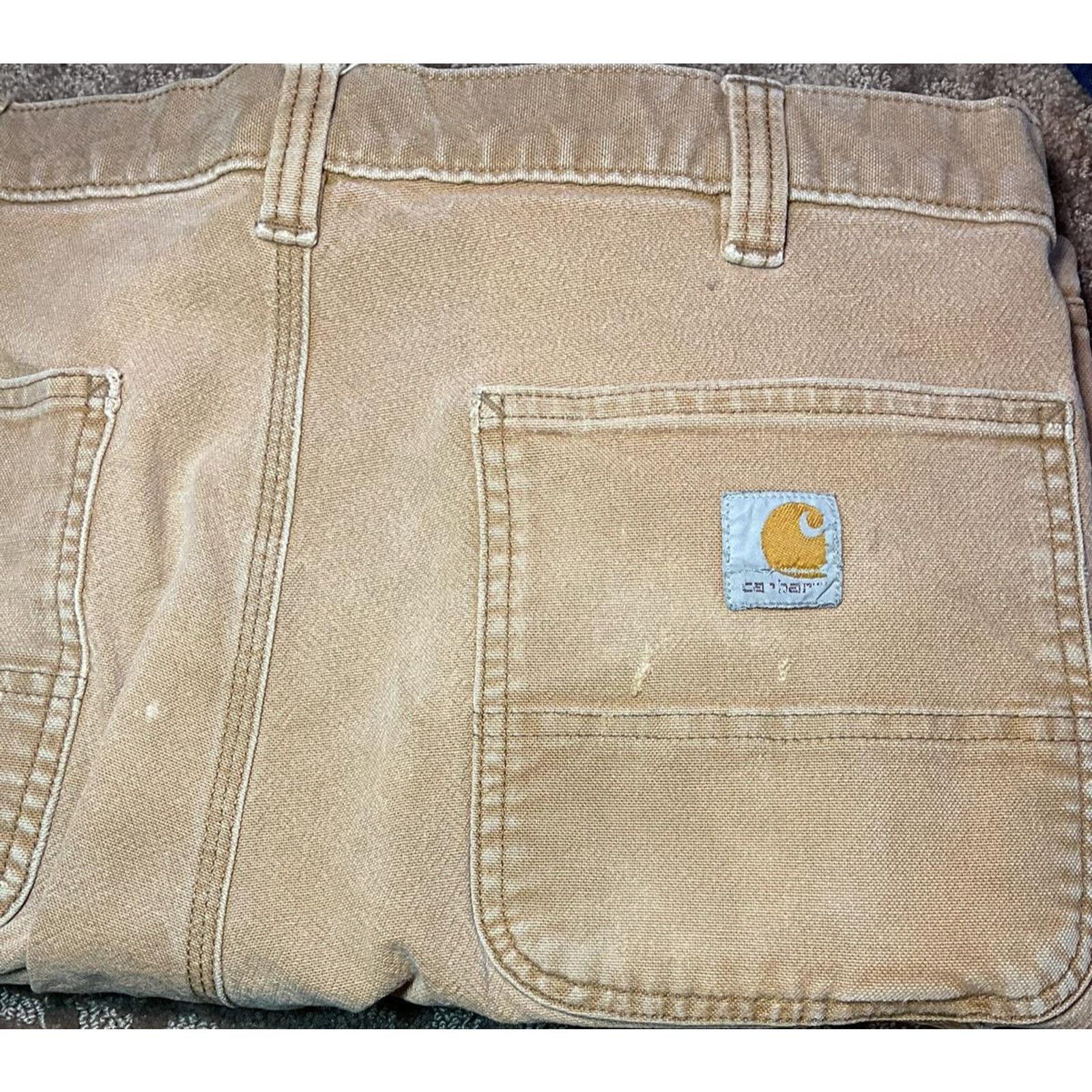Carhartt 👖 Carhartt Men's Rugged Cotton Duck Work Pants Tan 36x32 Size US 32 / EU 48 - 4 Thumbnail