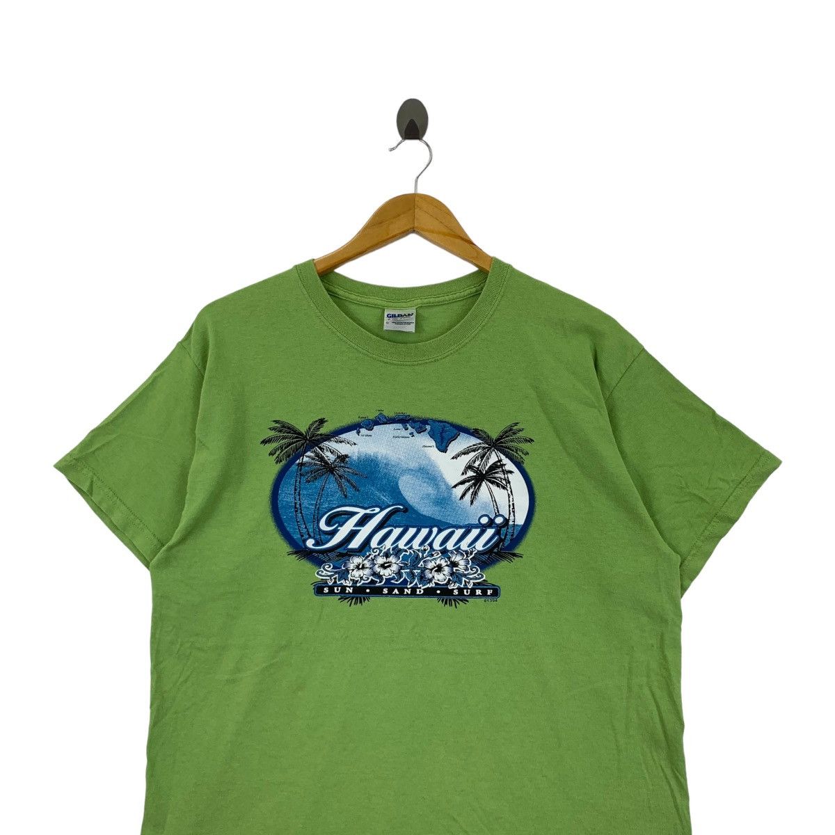 Gildan Vintage HAWAII SUN SAND SURF Flowers Tee Shirt Top Size L / US 10 / IT 46 - 2 Thumbnail