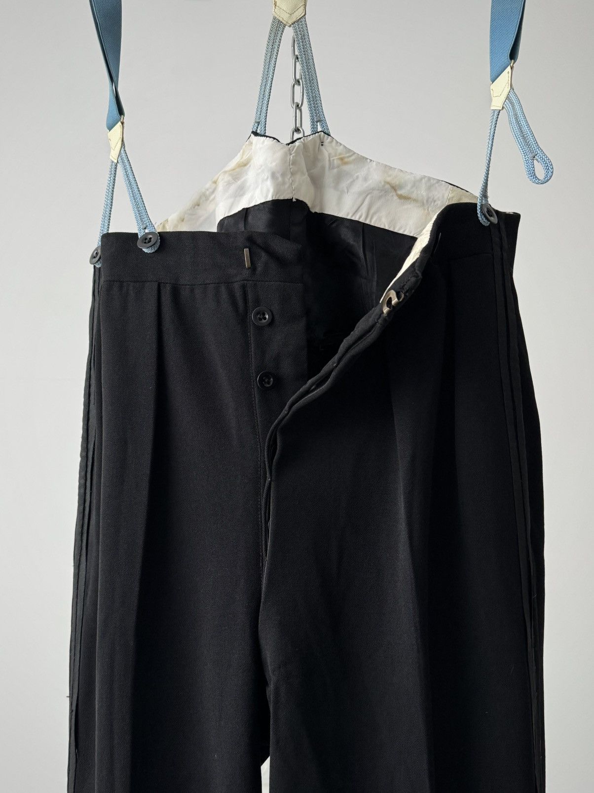 Vintage Vintage 1950s European Tuxedo Suspenders Wool Trousers Size US 32 / EU 48 - 5 Thumbnail