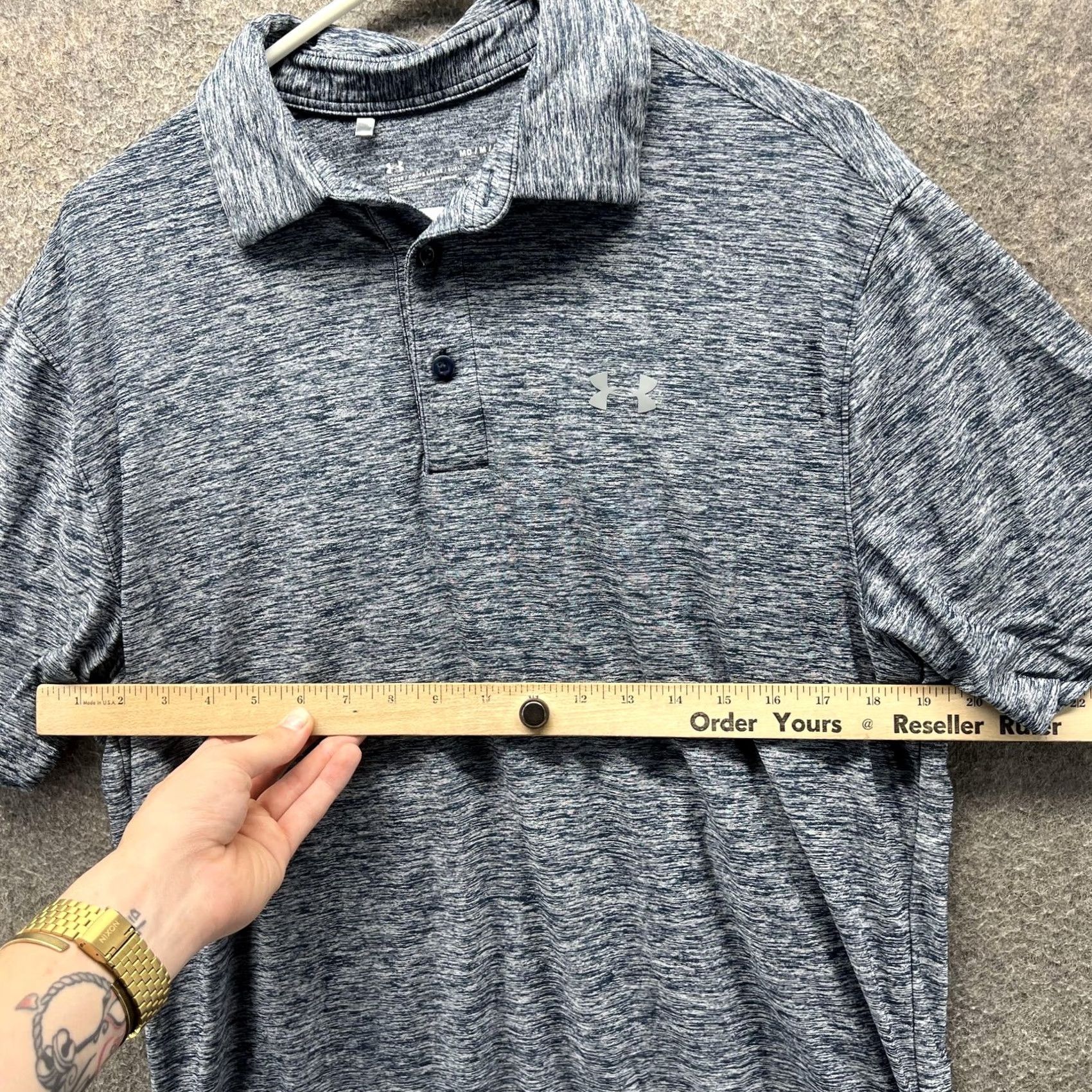 Under Armour Under Armour Polo Shirt Mens Medium Blue Heather HeatGear Loose Fit Golf Shirt Size US M / EU 48-50 / 2 - 5 Thumbnail