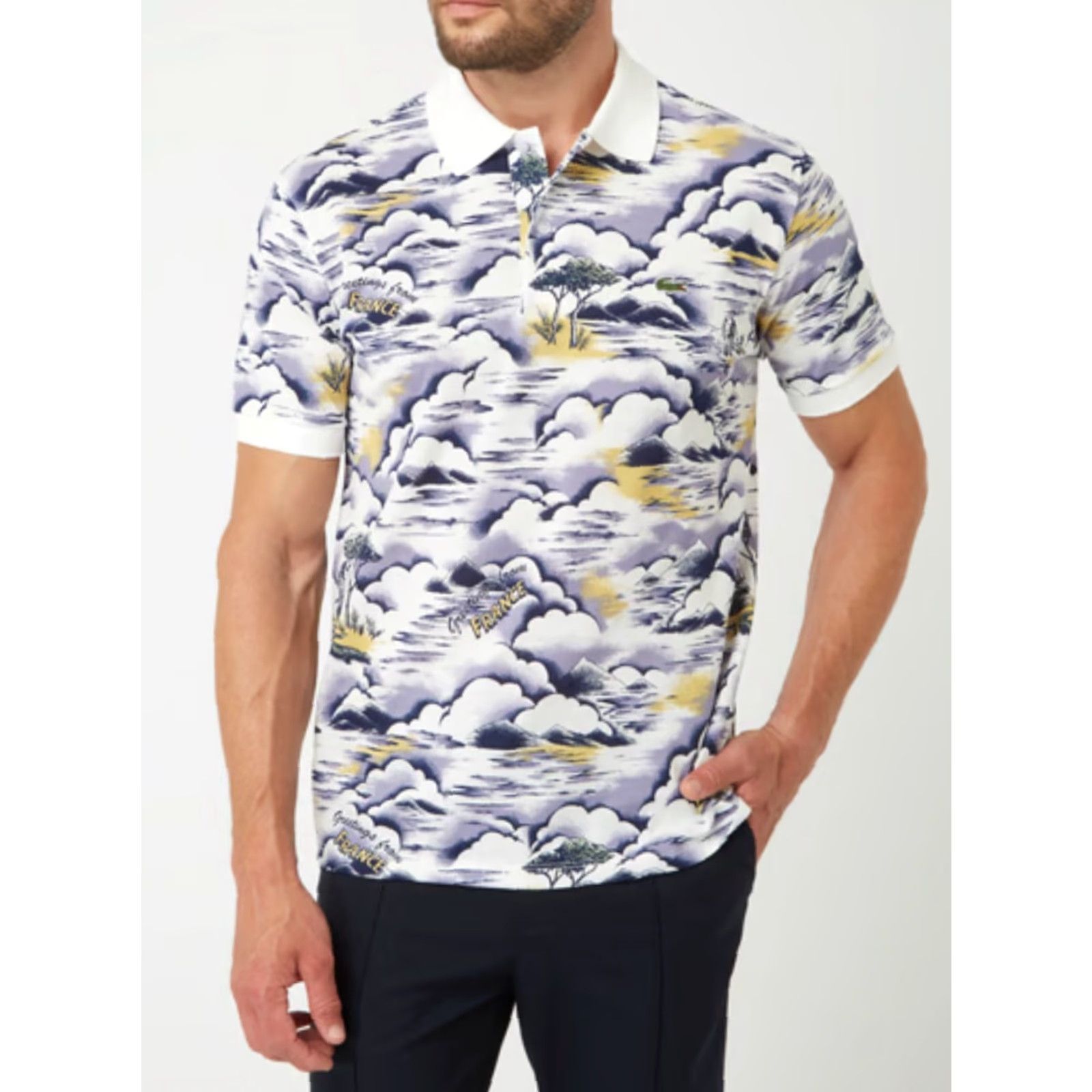 Lacoste Lacoste Greeting From France Polo T-Shirt Classic Fit Multicolor XL M/L Mens Polo Shirt Size US L / EU 52-54 / 3 - 2 Thumbnail