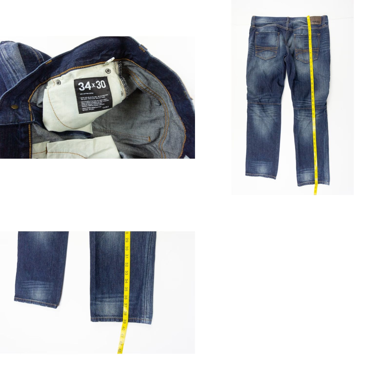 Express VINTAGE Express Slim Fit Alec Jeans Men 34x30 Blue Cotton Denim Tapered Casual Size US 34 / EU 50 - 8 Thumbnail