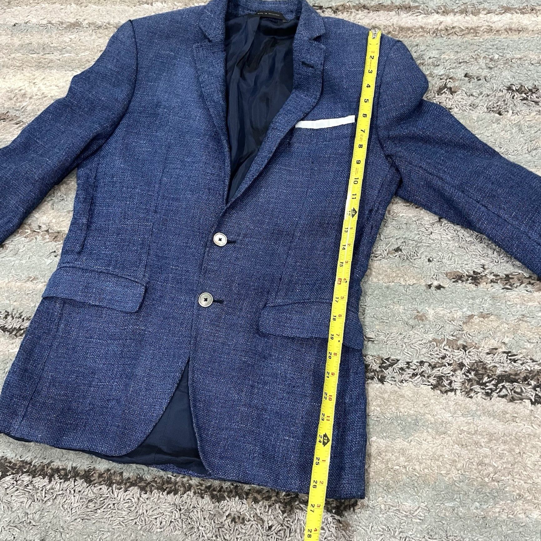 Hugo Boss Hugo Boss Blazer Men 36 Blue Silk Wool Linen 2 Piece Vitale Barberis Canonico - READ Size 36R - 4 Thumbnail