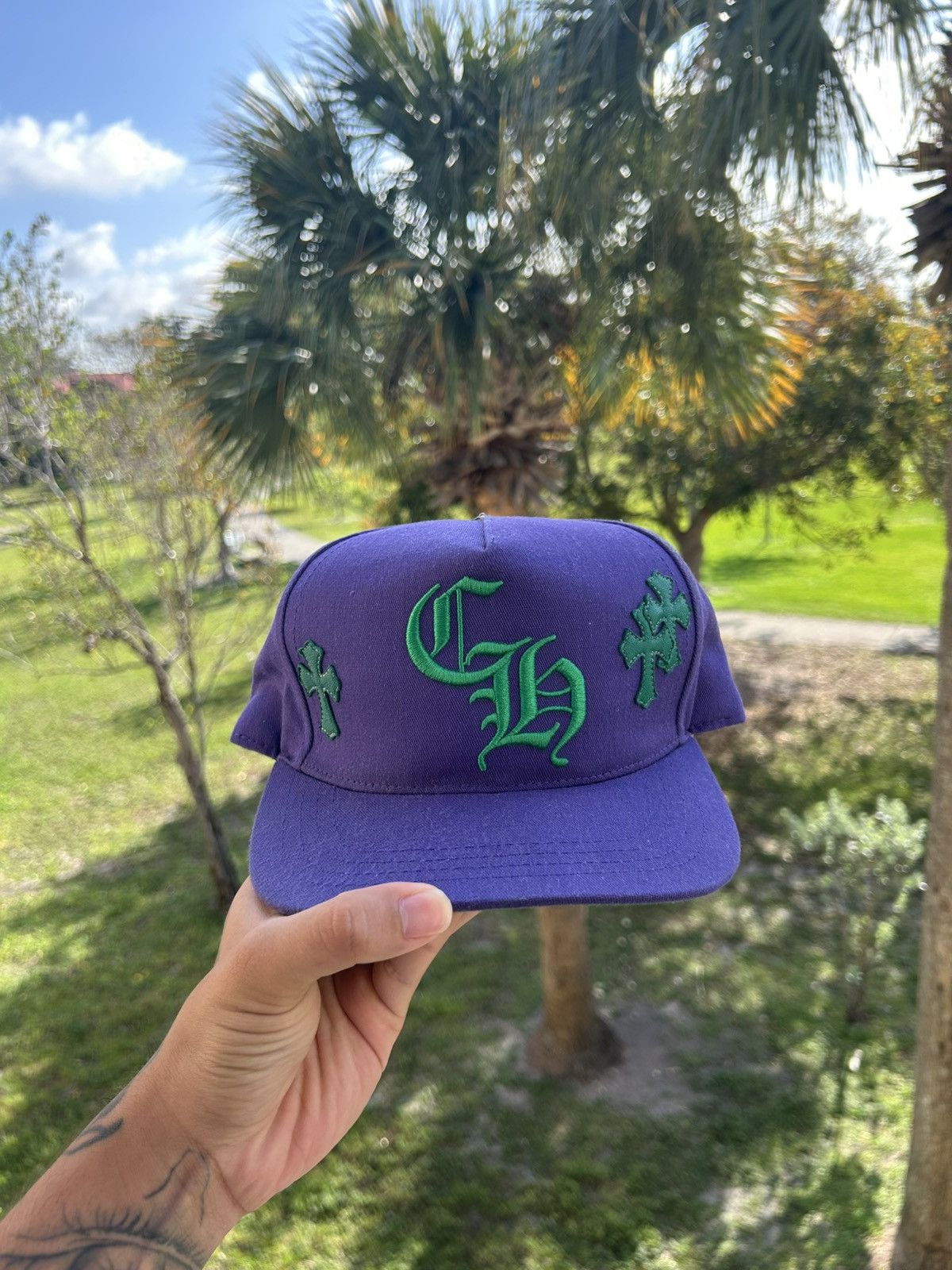 Chrome Hearts Chrome Hearts Cross Patch Hat (Purple/Green) Size ONE SIZE - 1 Thumbnail