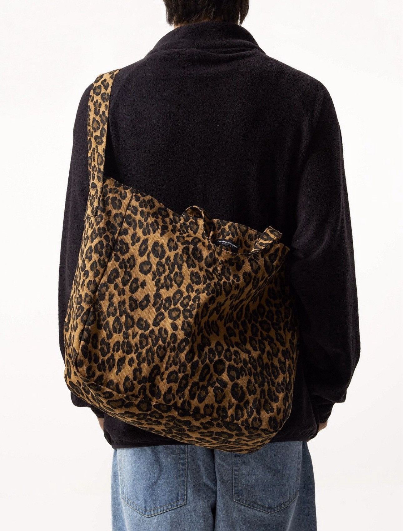 90's Aesthetic Leopard Print Messenger Shoulder Bag in Brown, Men's
