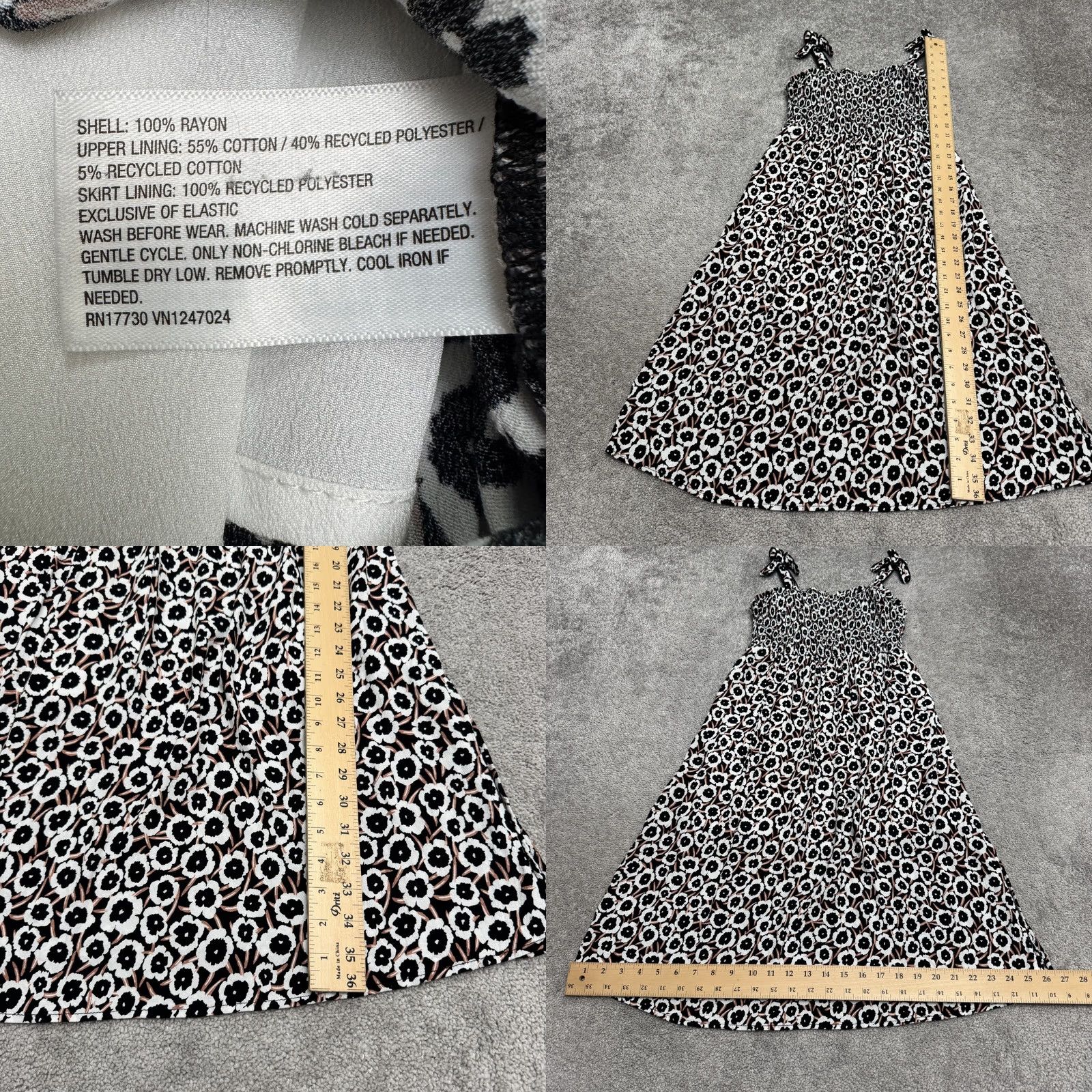 Diane von Furstenberg Diane von Furstenberg DVF Floral Smocked Midi Dress Womens L White Black Multicolor Sleeveless Straps A-Line, Fit & Flare Holiday, Bohemian, Flower Size L / US 10 / IT 46 - 8 Thumbnail