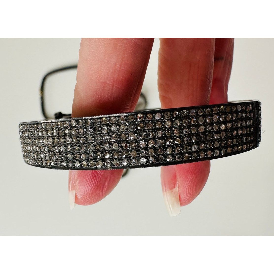 Other Gunmetal Rhinestone Bangle & Square Bracelets Matching Ring Size ONE SIZE - 6 Thumbnail