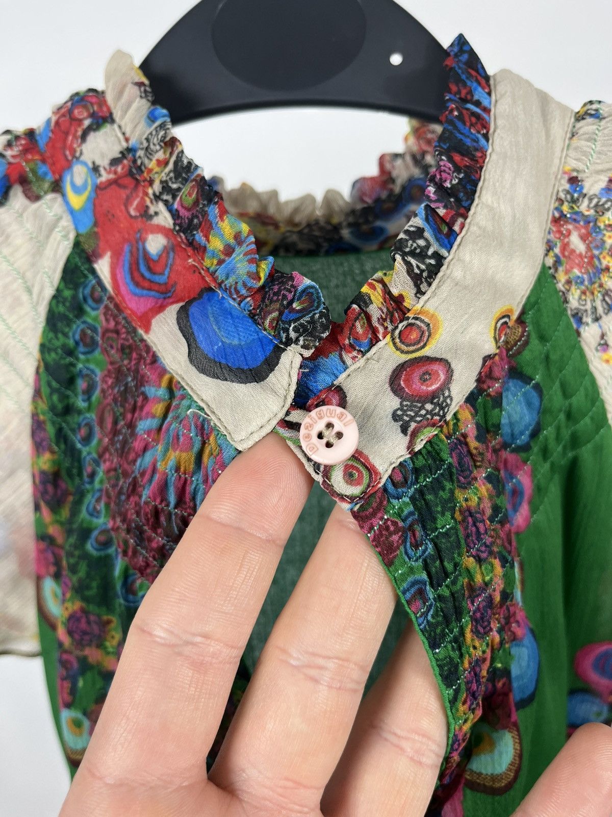 Desigual Desigual multicolor boho mini dress green abstract print L Size L / US 10 / IT 46 - 4 Thumbnail