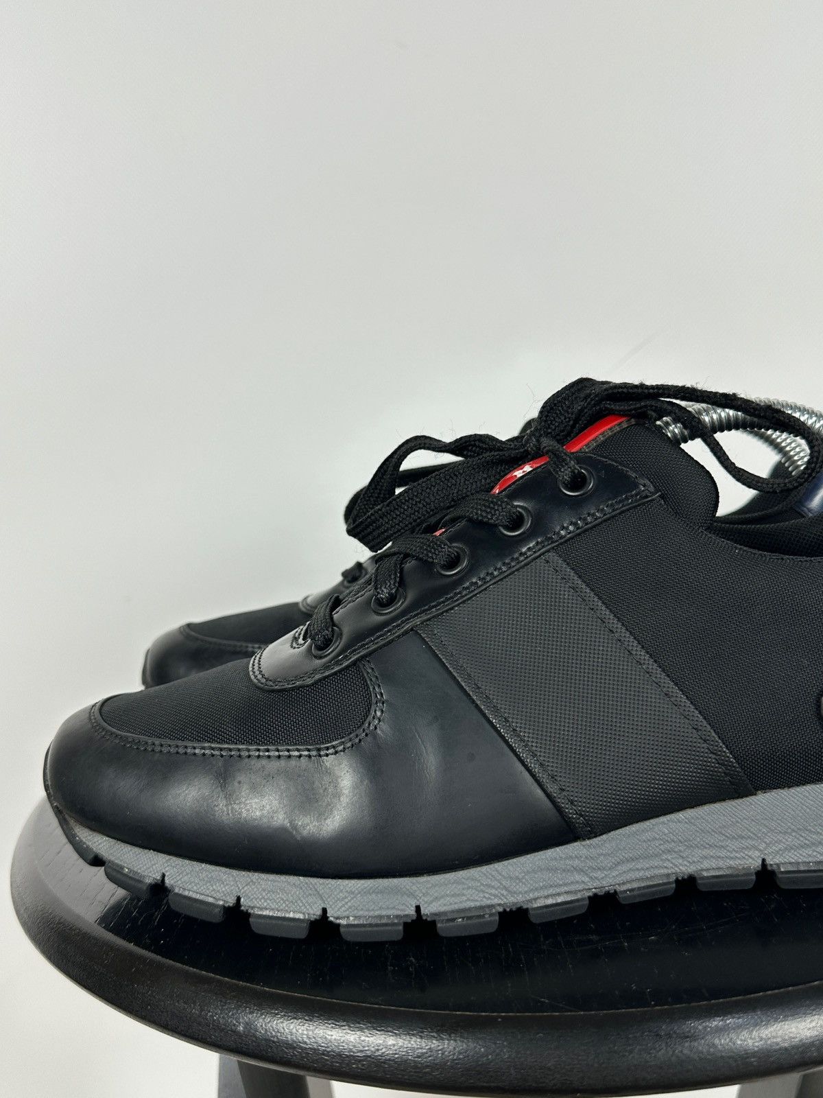 Prada Prada Matchrace Black Leather Sneakers Size US 7 / EU 40 - 14 Thumbnail