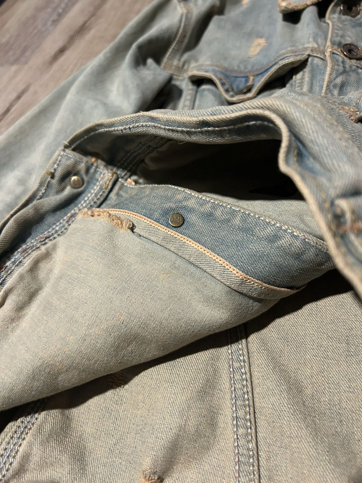 GOA Vintage GOA Mudwash Distressed Selvedge Denim Jacket Size US S / EU 44-46 / 1 - 3 Thumbnail