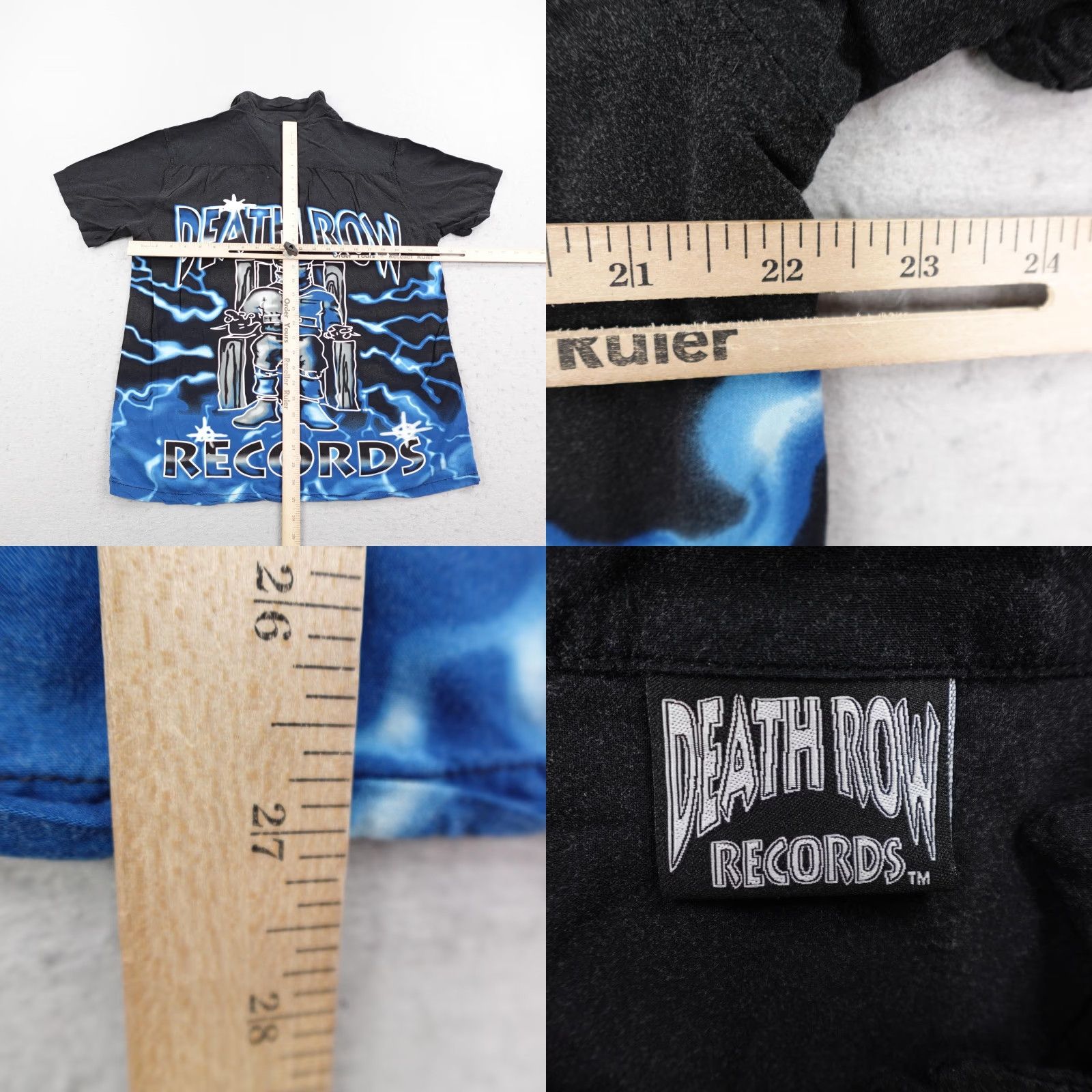 Vintage VINTAGE Death Row Records Shirt Mens Black Blue Button Up Lightning Graphic Hip Hop Camp Size US L / EU 52-54 / 3 - 8 Thumbnail