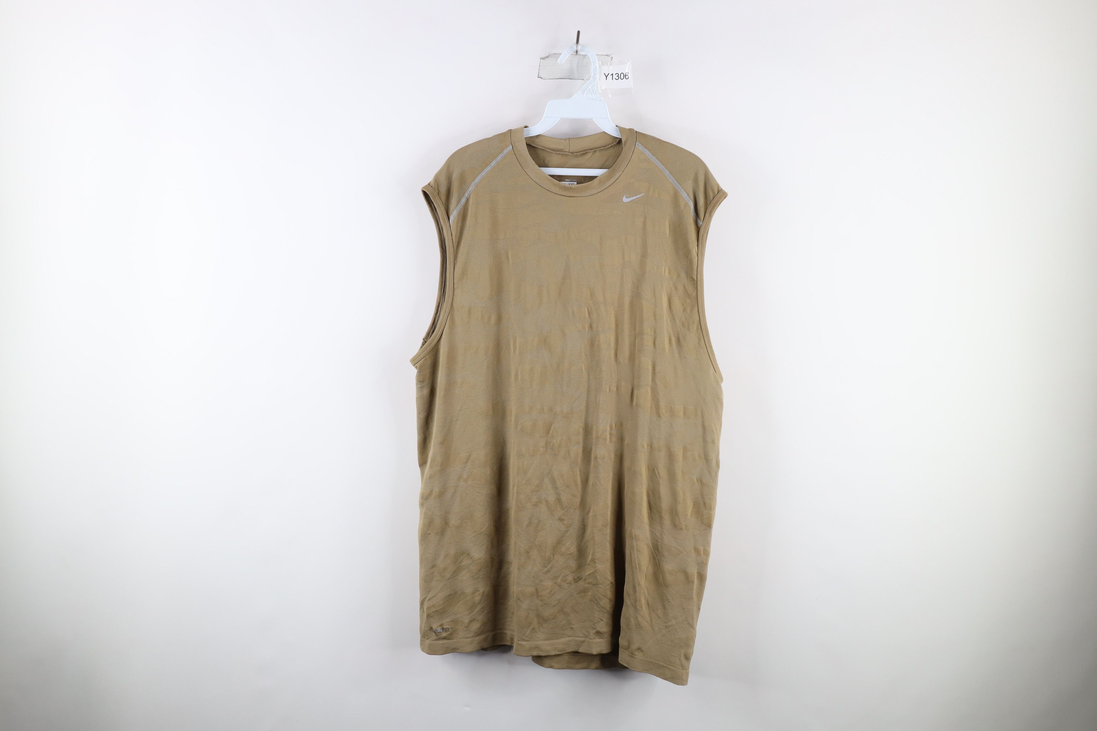 image of Deadstock Vintage Nike Combat Mini Swoosh Camouflage T-Shirt in Beige, Men's (Size 2XL)