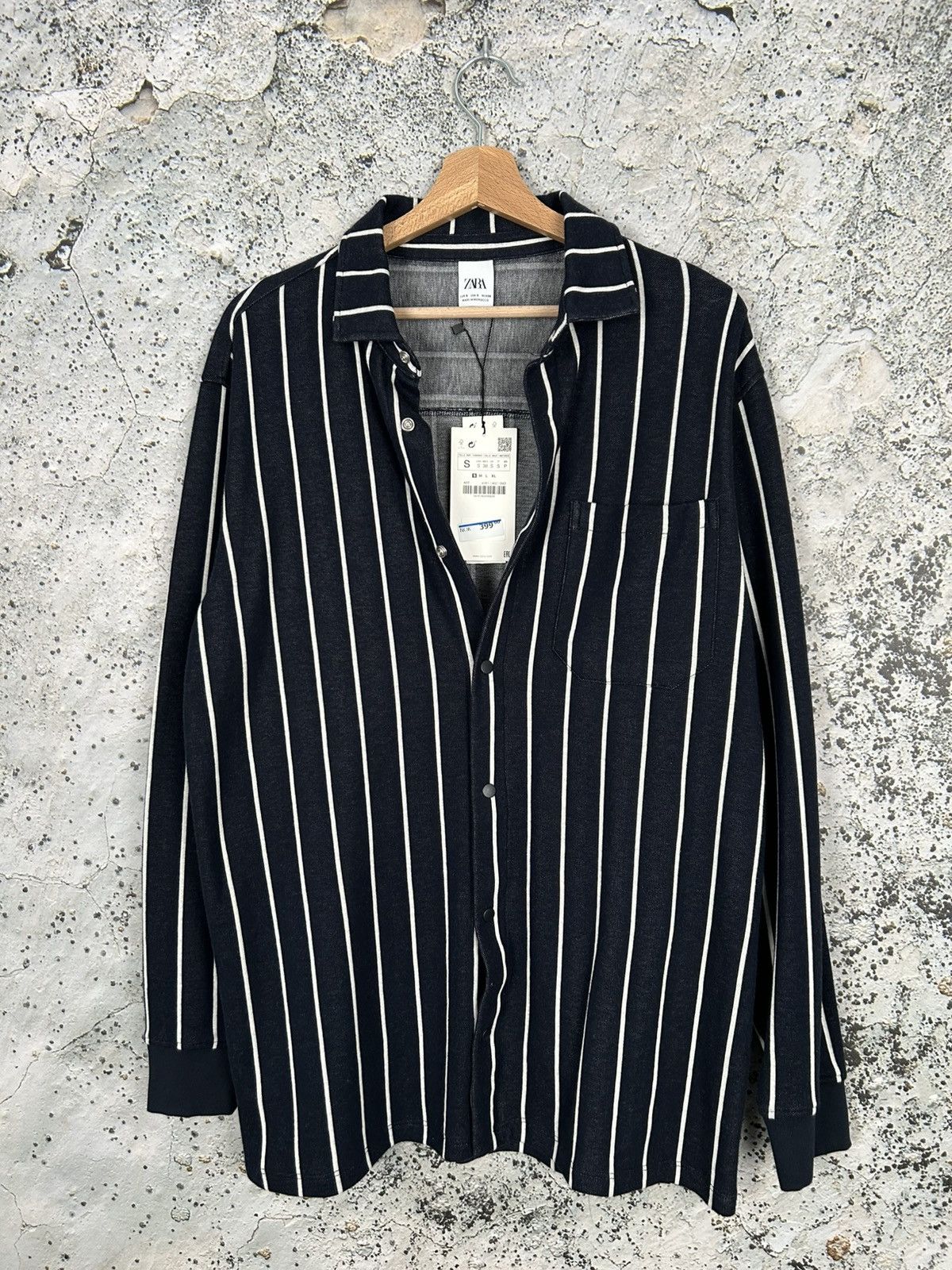 Zara Navy Stripe Shirt Avant Garde Streetwear Elegant