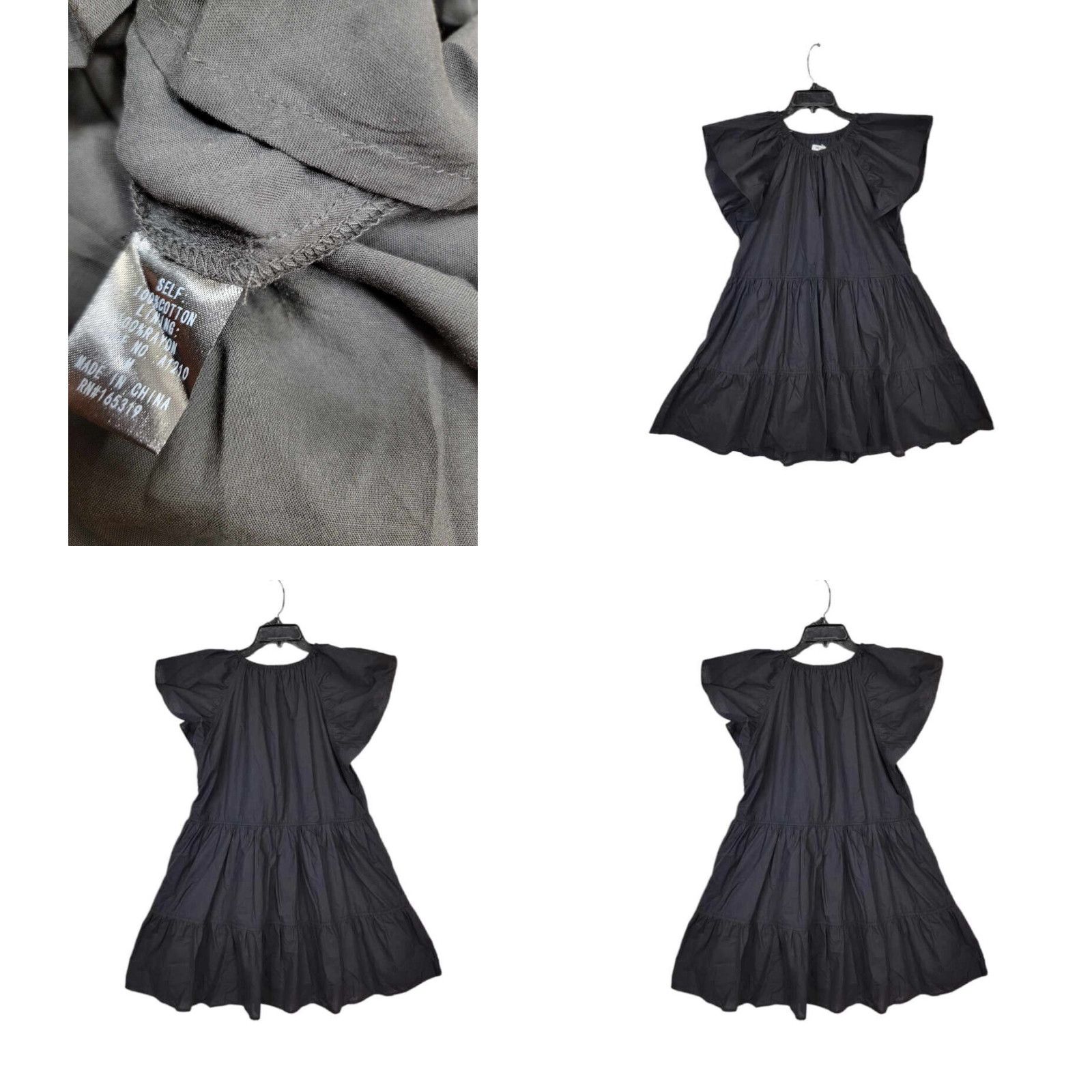 Vintage Day + Moon Women Medium Black Trapeze Flare Boho Dress Swing Short Sleeves Size M / US 6-8 / IT 42-44 - 4 Preview