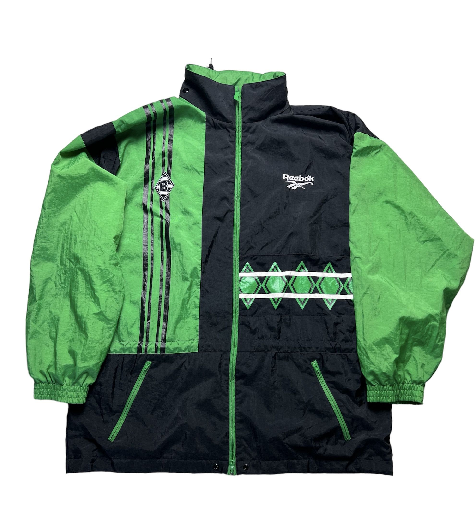 image of Soccer Jersey x Vintage Reebok Borussia 90's Football Jacket in Green/Black, Men's (Size 2XL)