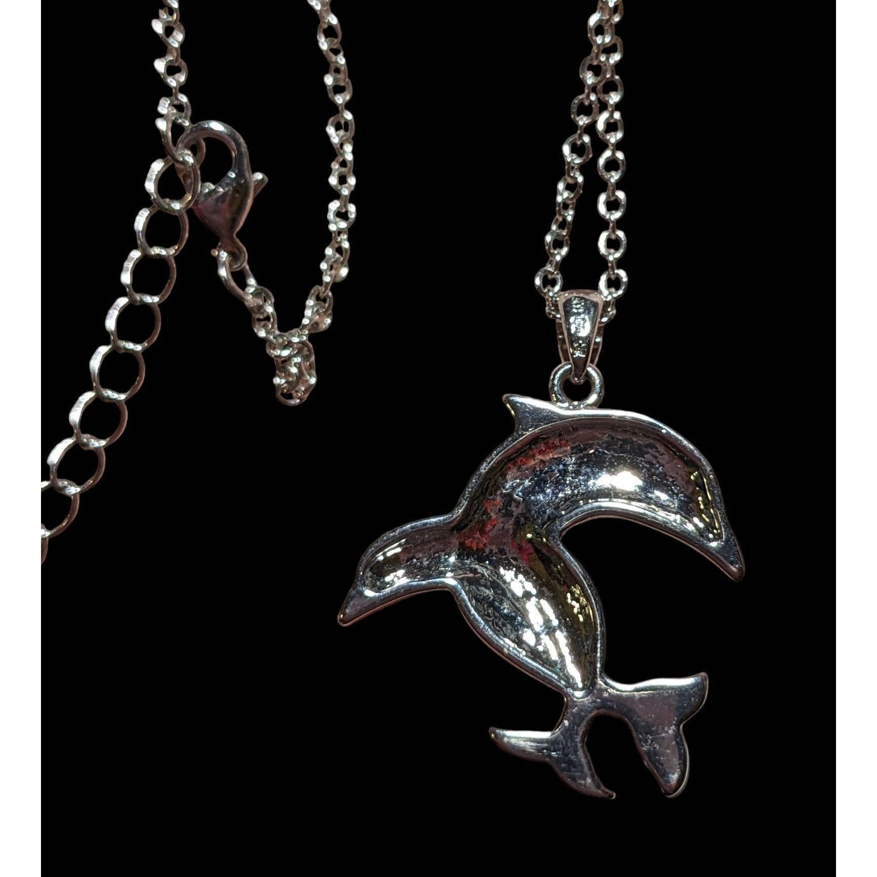 Other Rhinestone Double Dolphin Necklace Size ONE SIZE - 5 Thumbnail