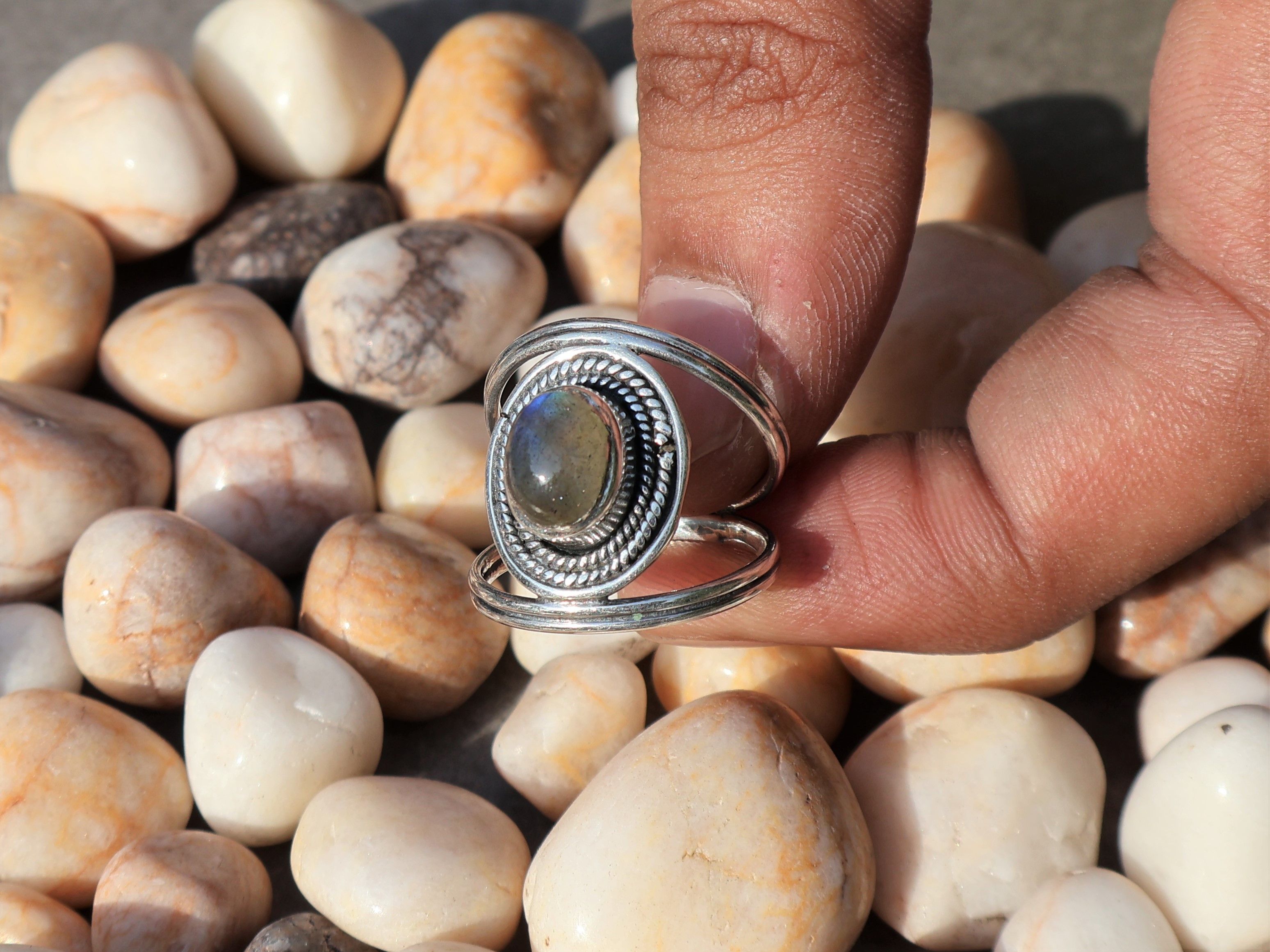 Handmade Labradorite Ring, Sterling Silver Ring, Handmade Women Ring, Size ONE SIZE - 1 Thumbnail