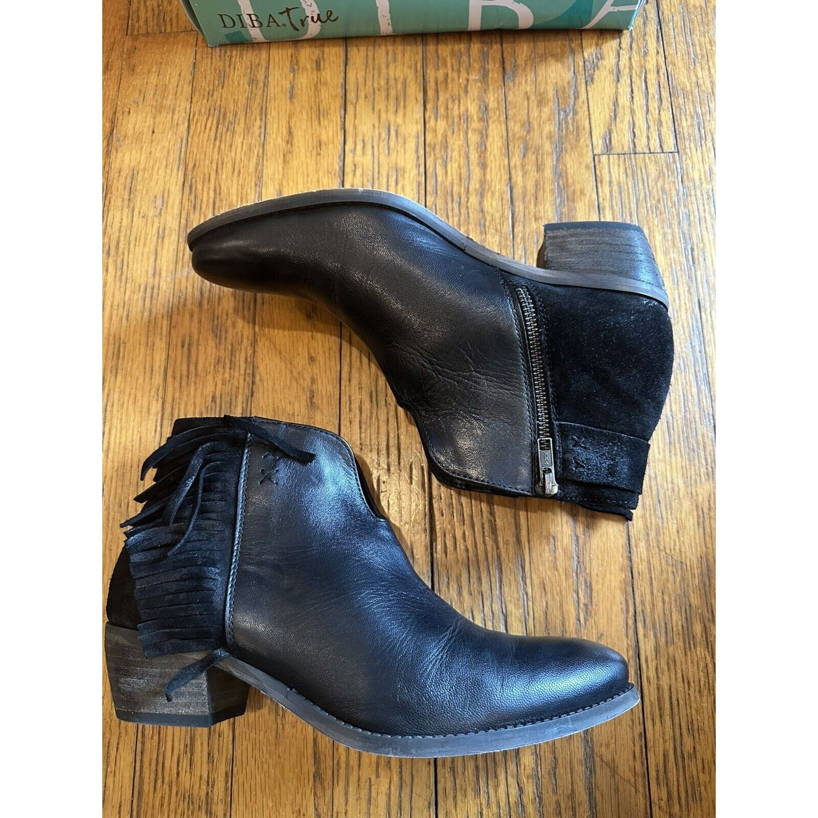 Diba True Diba Pony Up Black Leather Fringe Ankle Boots Women's 9.5 Size US 9.5 / IT 39.5 - 5 Thumbnail