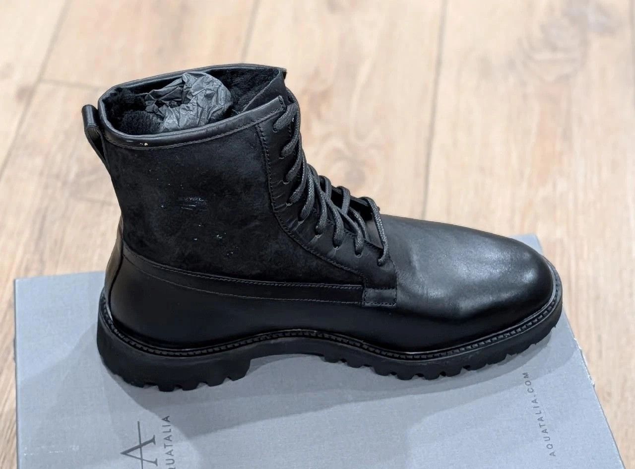 Aquatalia Aquatalia "Gitan" Leather/Shearling Combat Boots Black 9.5 Size US 9.5 / EU 42-43 - 5 Thumbnail