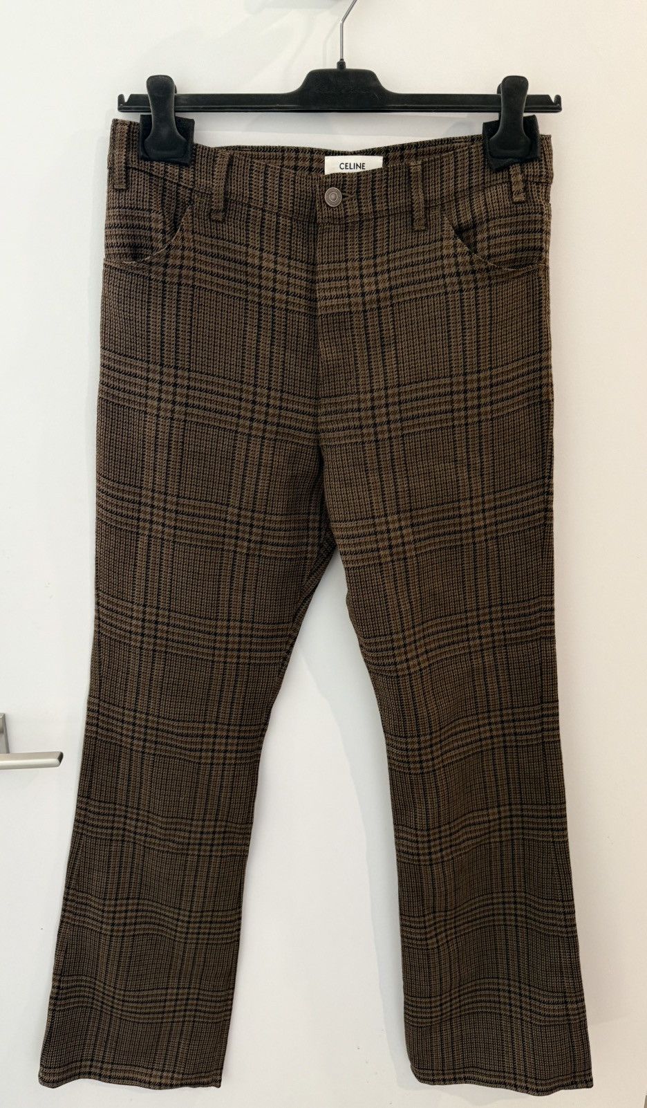 Celine × Hedi Slimane Celine Prince of Wales Checkered Dylan Flared Wool Pants 30 Size US 30 / EU 46 - 2 Thumbnail